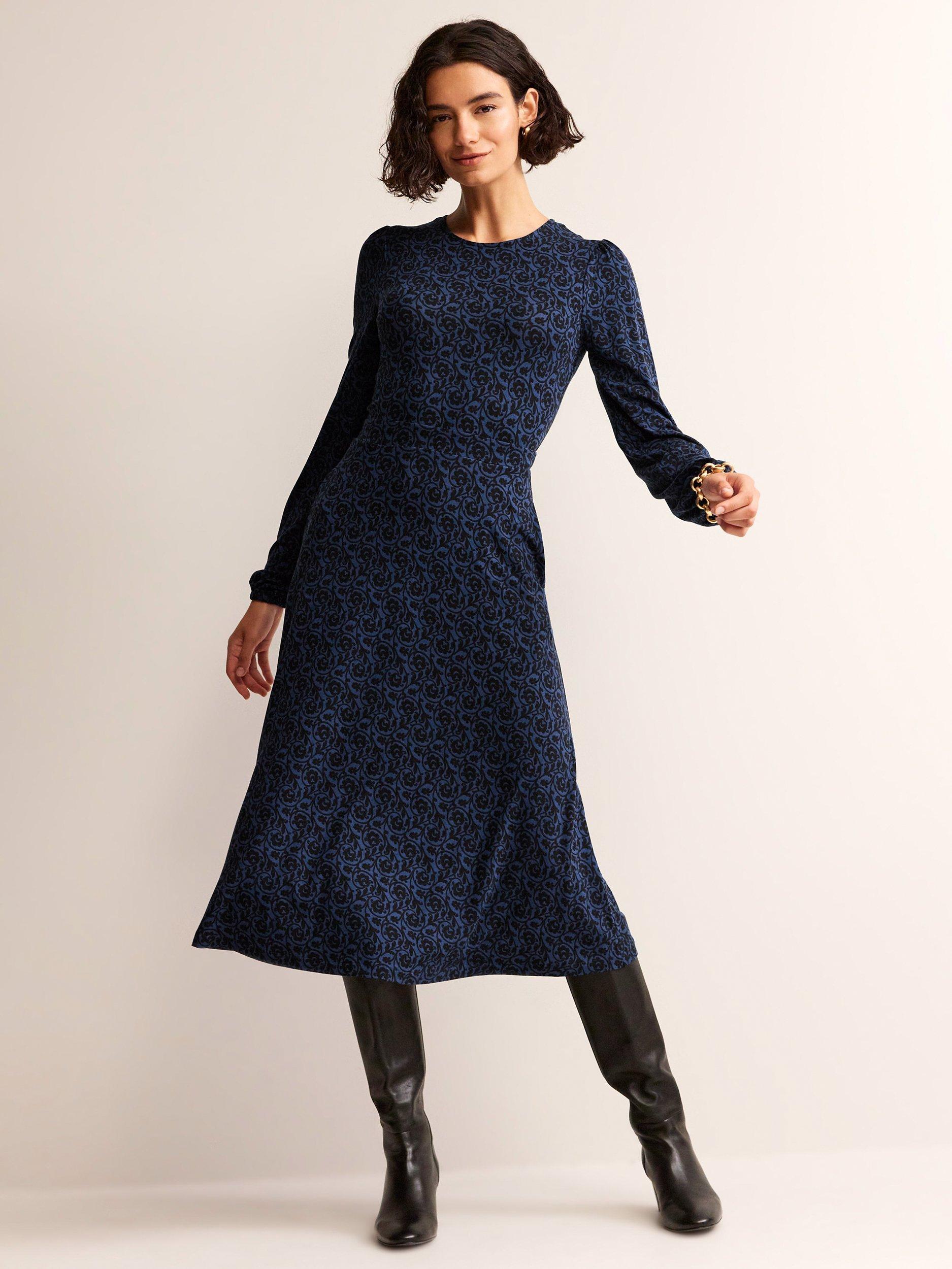 Boden Camille Jersey Midi Dress, Atlantic Swirl