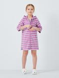 John Lewis Kids' Stripe Zip Through Towelling Poncho, Purple