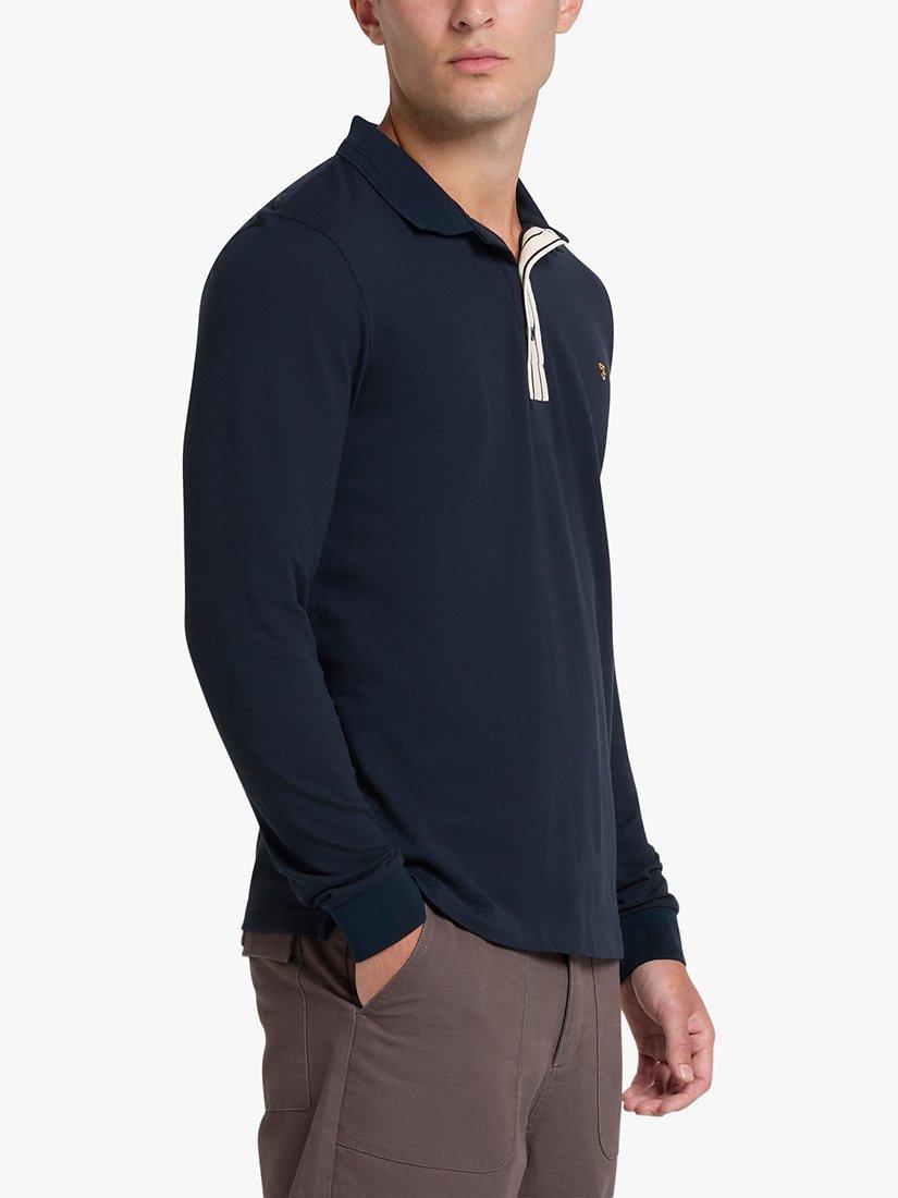 Farah Drezler Long Sleeve Polo Top, True Navy