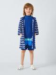 John Lewis Kids' Stripe Zip Through Towelling Poncho, Blue