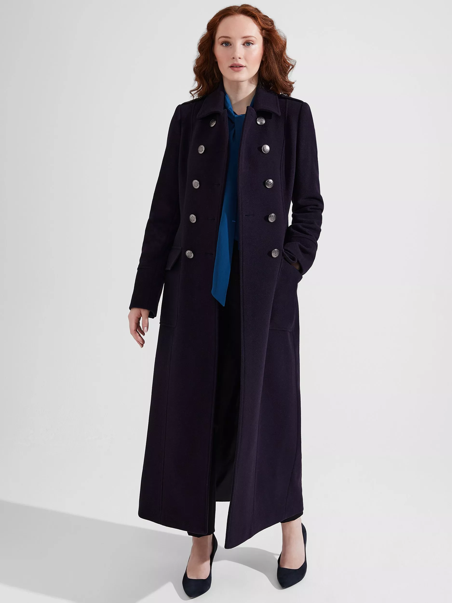 Hobbs navy coat with red piping best sale