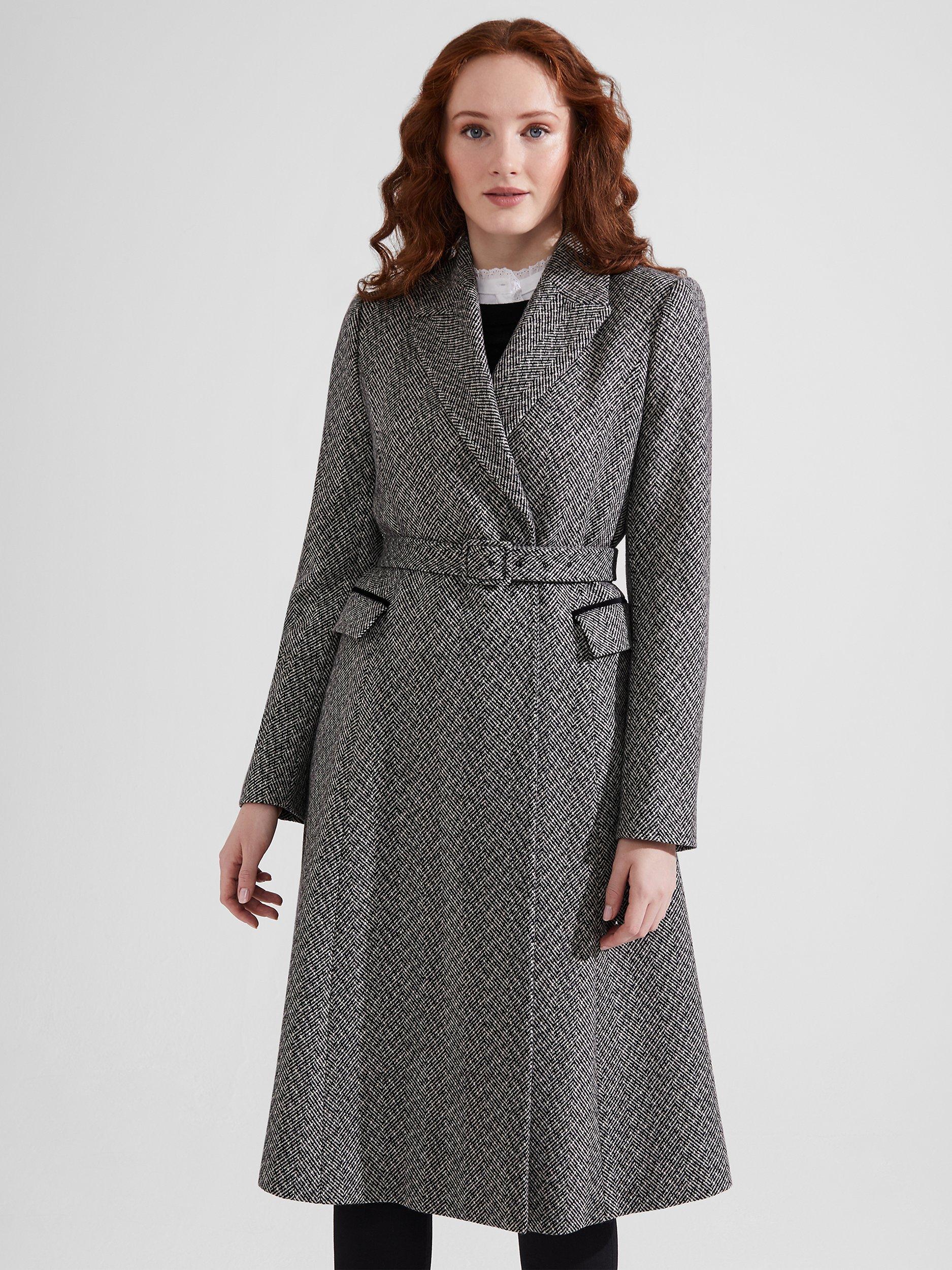 Hobbs Sian Wool Blend Coat Black Ivory