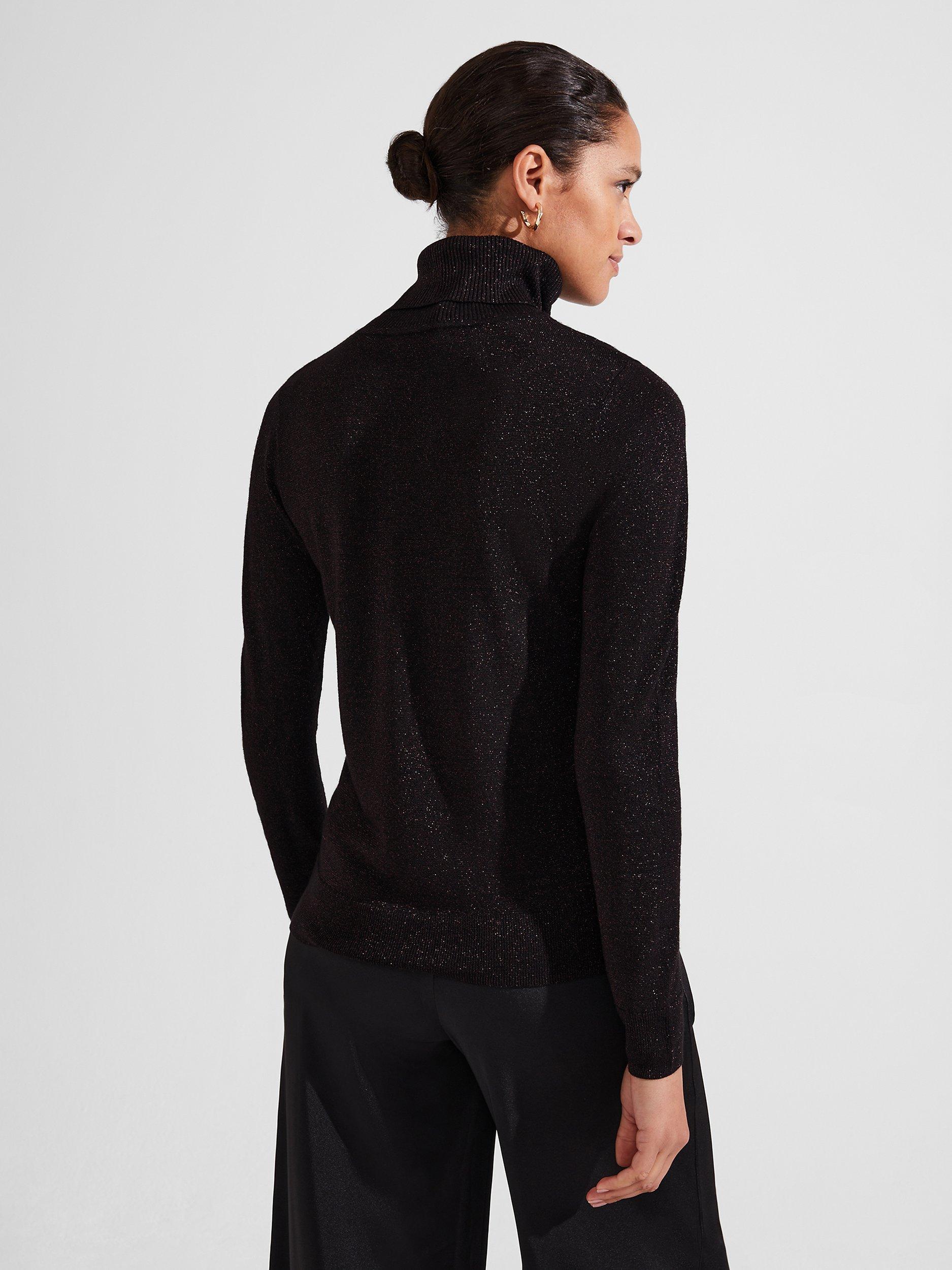 Product image 5 of 6, which shows Hobbs Olive Roll Neck Jumper, Black/Red, S