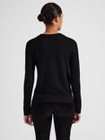 Hobbs Alora Embellished Neck Wool Blend Jumper, Black