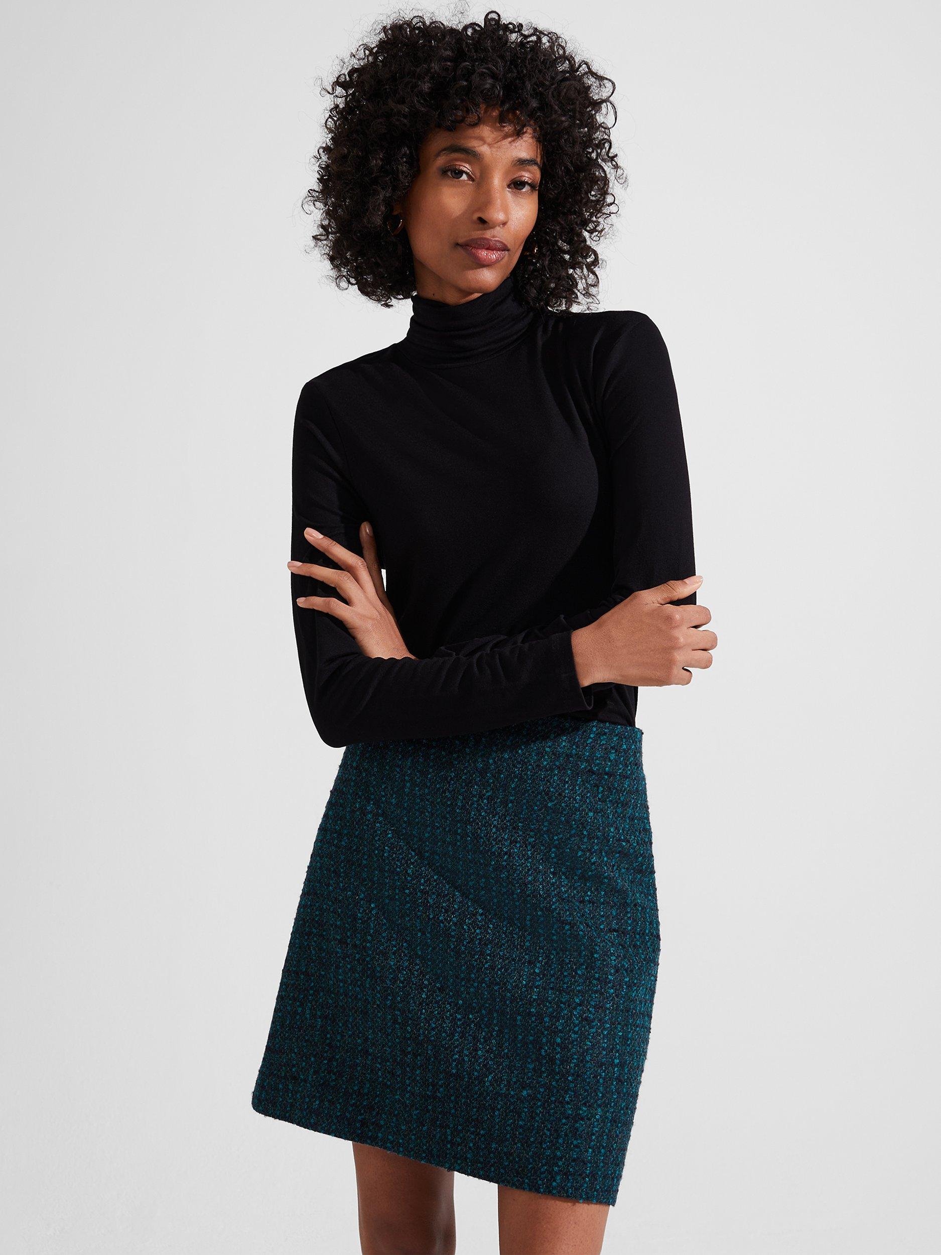Hobbs Teia Wool Blend Mini Skirt Deep Teal Blue