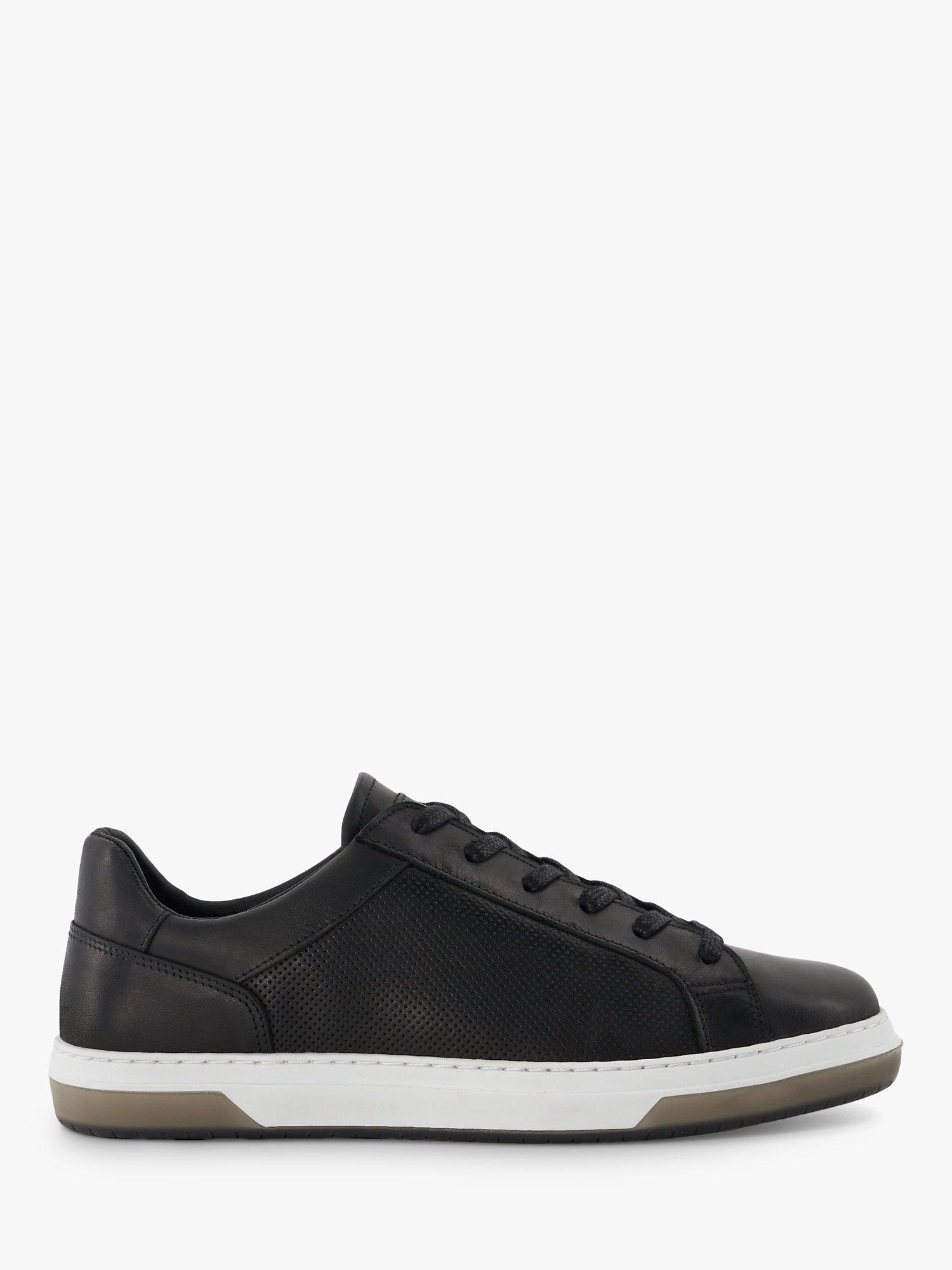 Product image 1 of 5, which shows Dune London Tie Leather Black Trainers, Black-leather, EU40