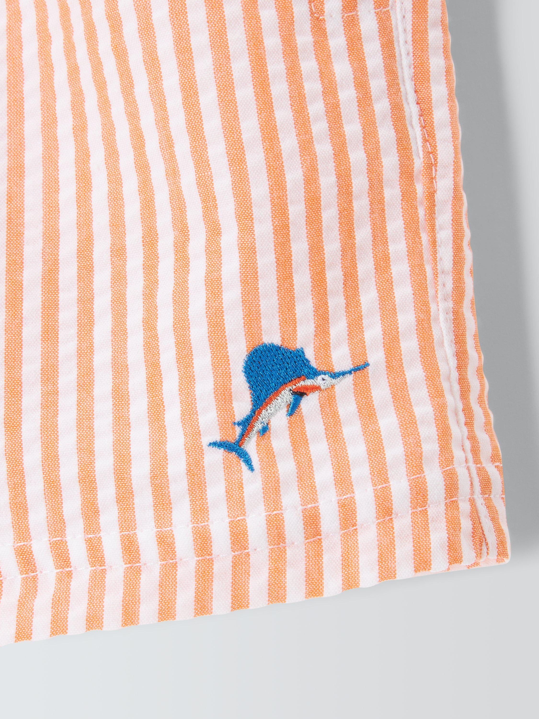 John Lewis Kids' Seersucker Stripe Fish Swim Shorts, Orange, 3 years