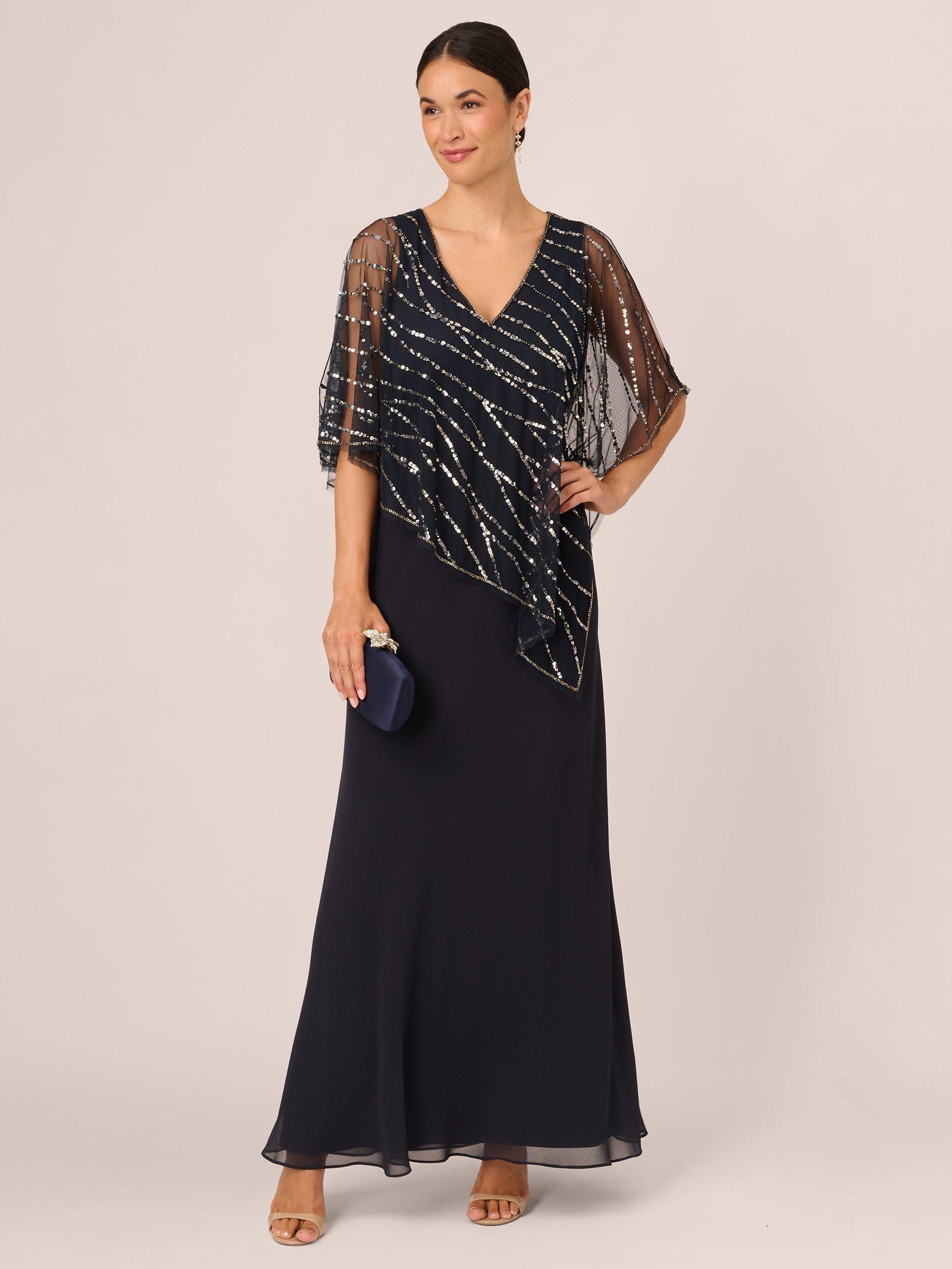 Adrianna Papell Beaded Popover Dress Midnight