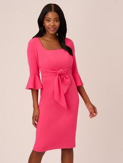 Adrianna Papell Bell Sleeve Tie Front Midi Dress, Camellia
