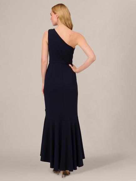 Adrianna Papell Studio Beaded Knit Crepe Maxi Dress, Midnight - view 2, Midnight