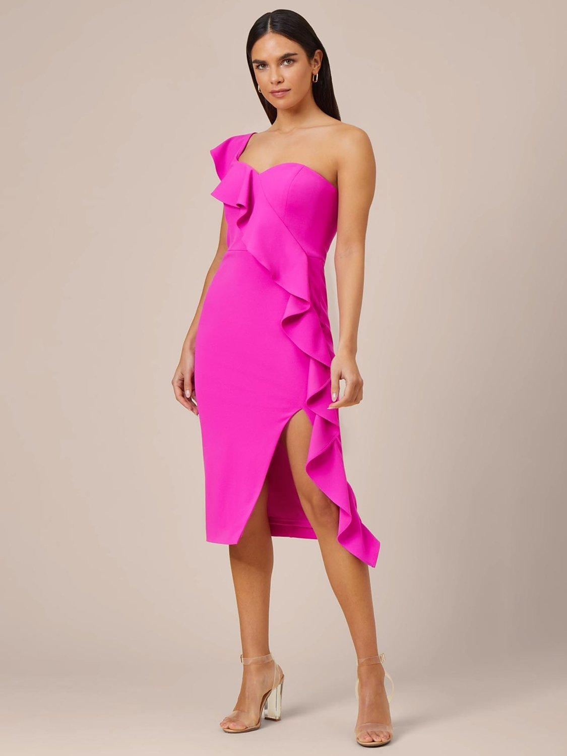 Aidan by Adrianna Papell Knit Crepe Cocktail Dress, Pink Flame