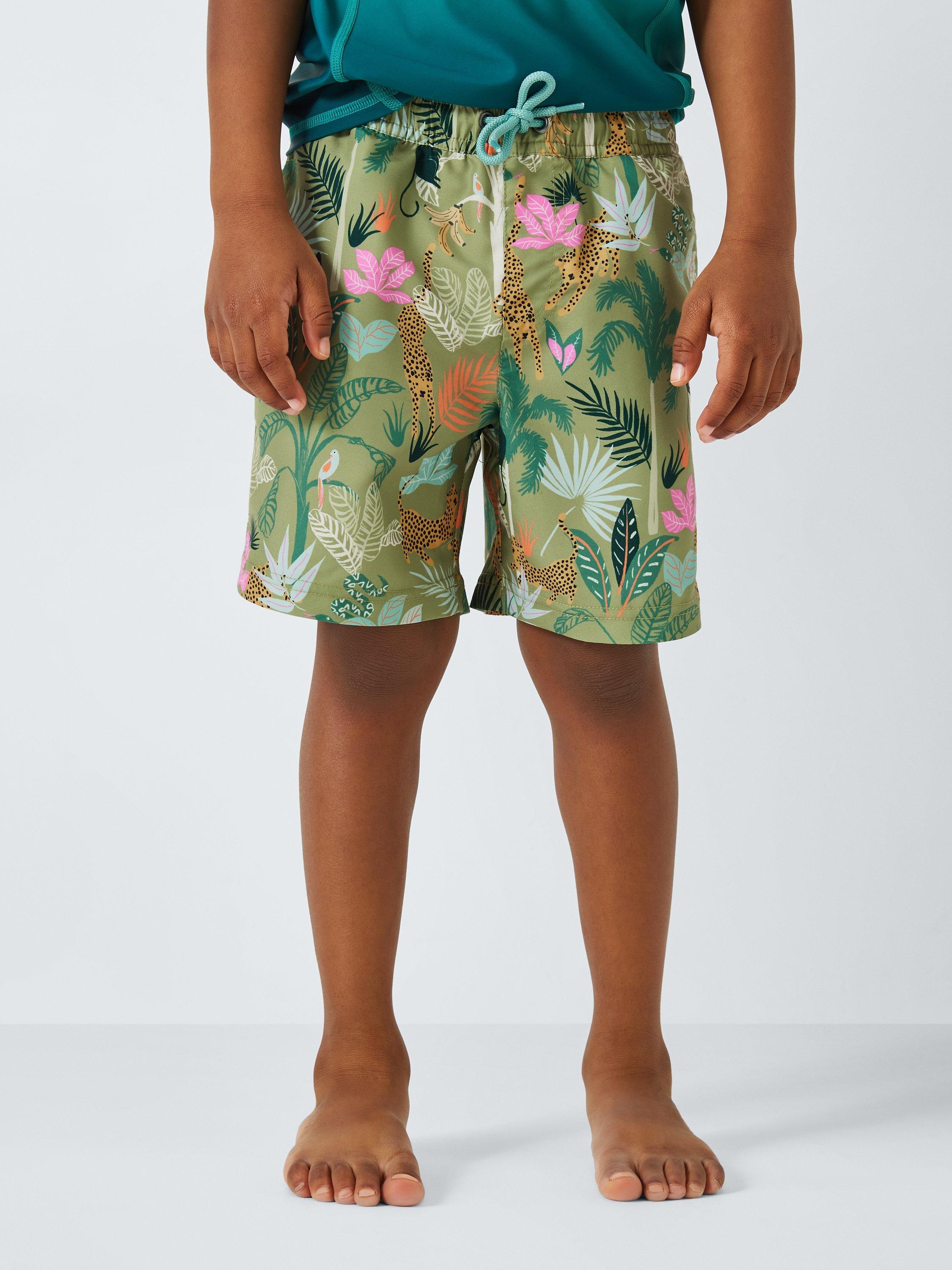 John Lewis Kids' Palm Tree Swim Shorts, Khaki/Multi