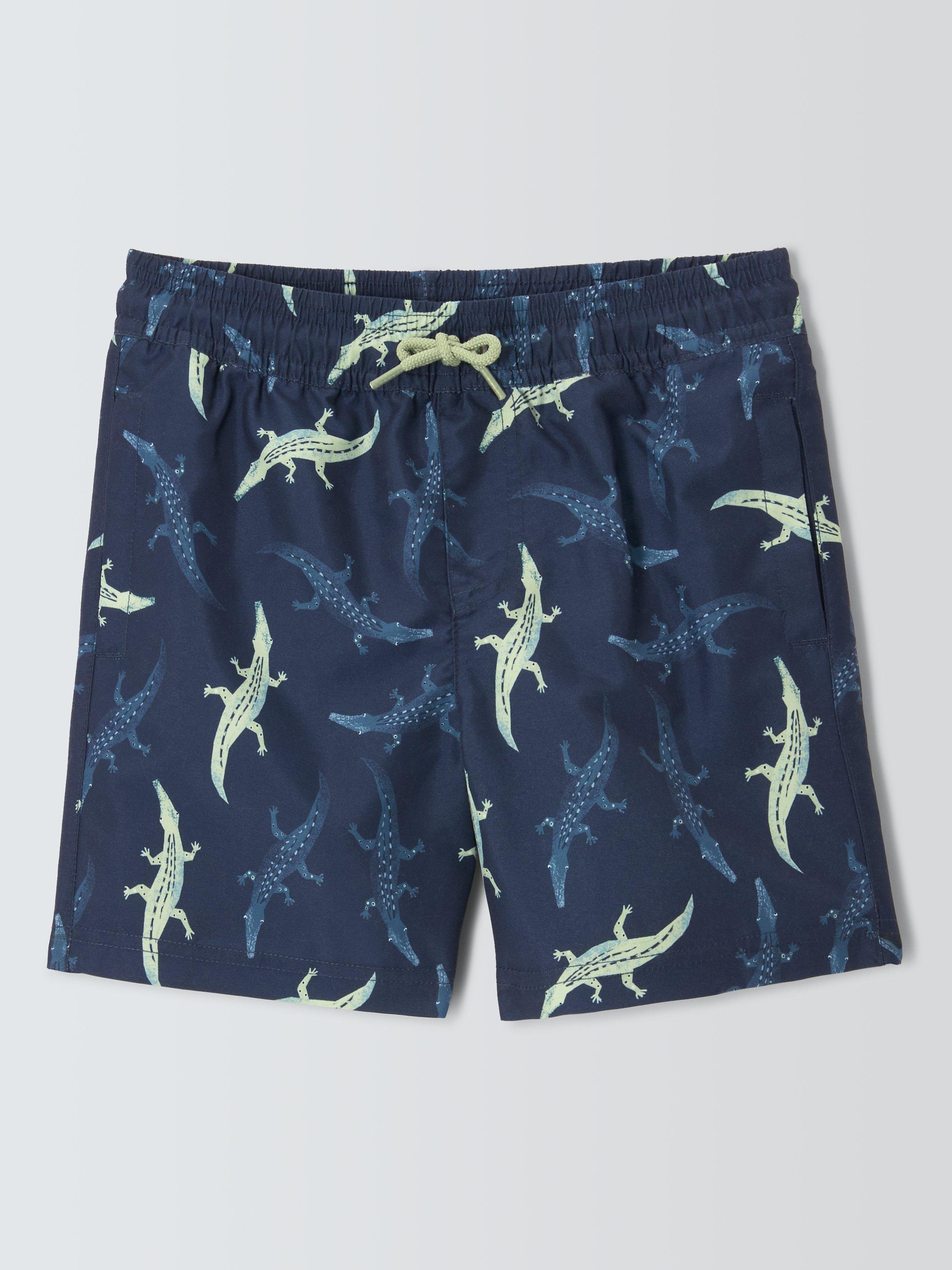 John Lewis Kids' Crocodile Print Swim Shorts, Navy/Multi