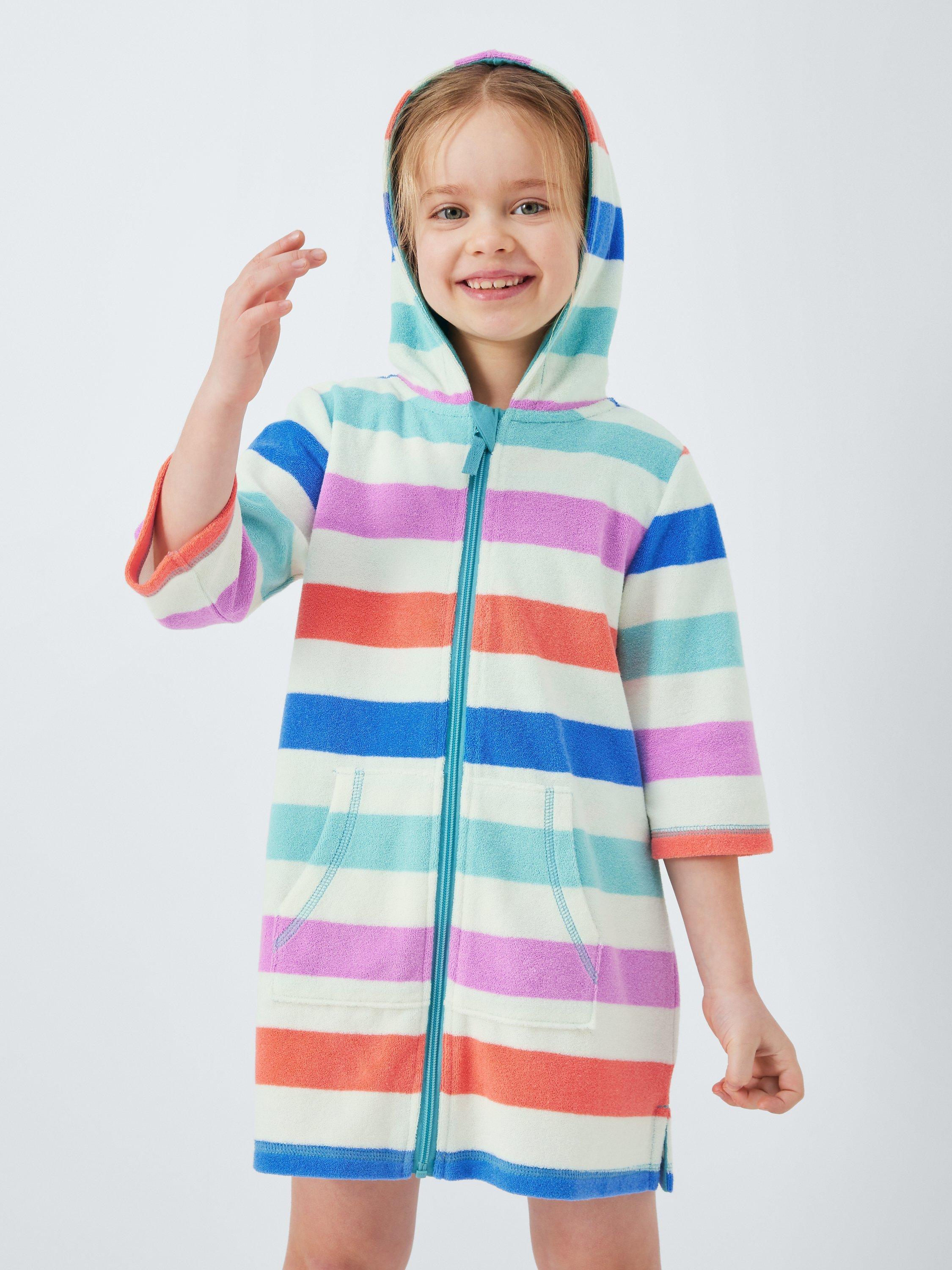 John Lewis Kids' Stripe Towelling Zip Through Throw On, Multi