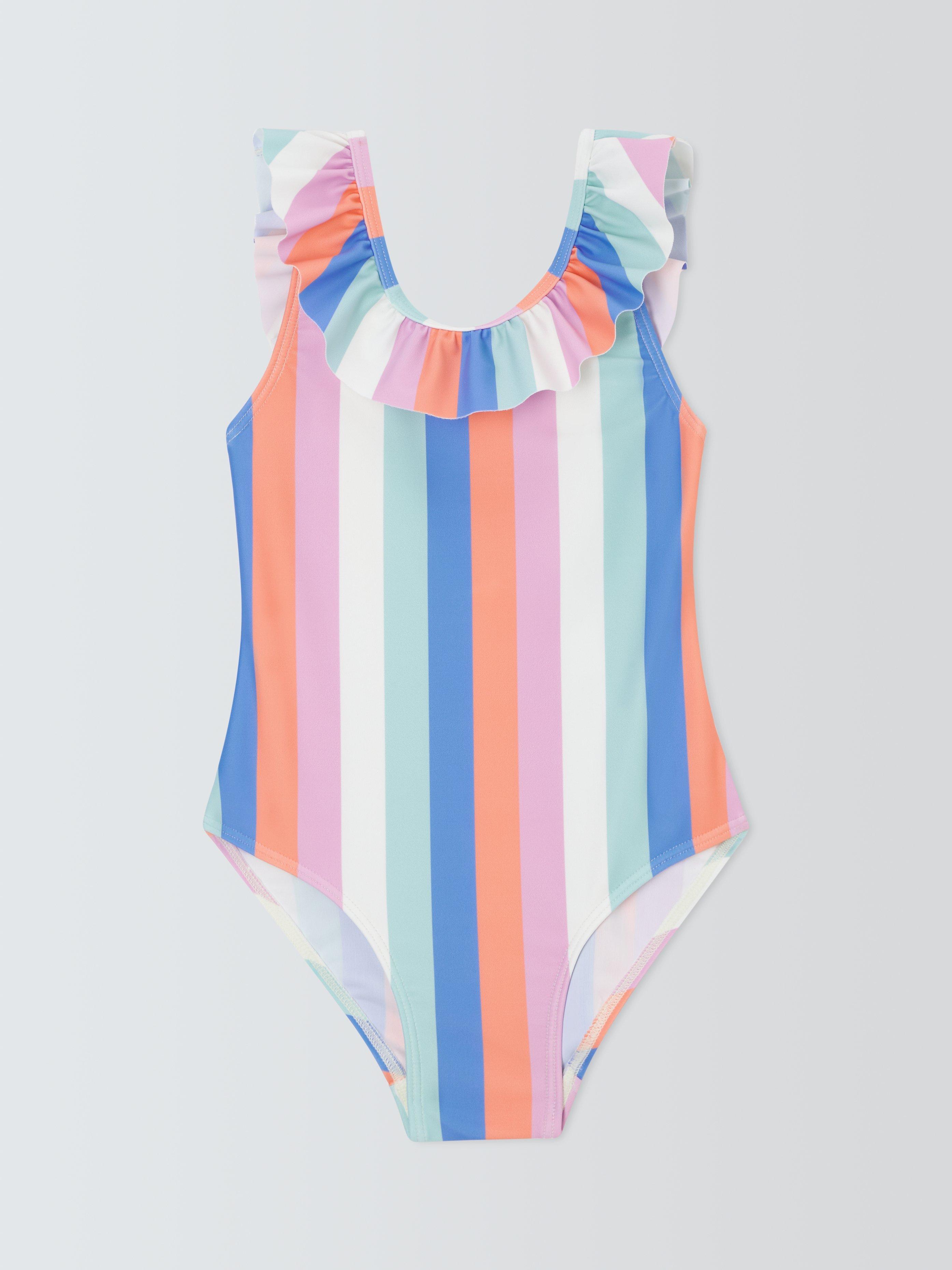 John Lewis Kids' Stripe Ruffle Swimsuit, Multi