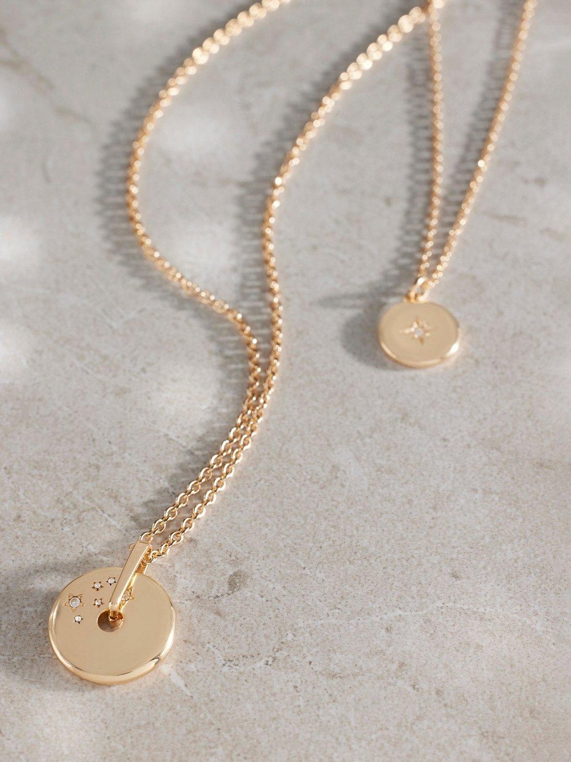 Product image 1 of 3, which shows Mint Velvet Layered Star Necklace, Gold, One Size