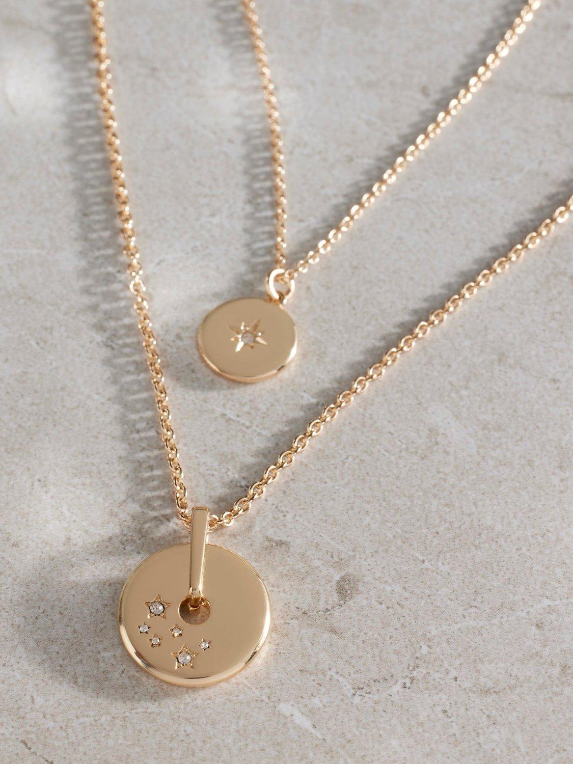 Product image 2 of 3, which shows Mint Velvet Layered Star Necklace, Gold, One Size