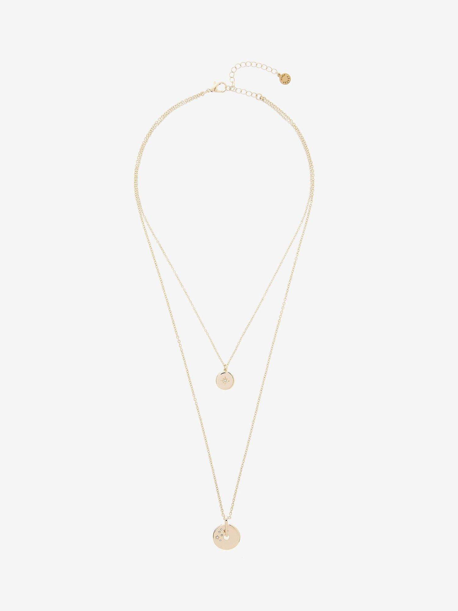 Product image 3 of 3, which shows Mint Velvet Layered Star Necklace, Gold, One Size