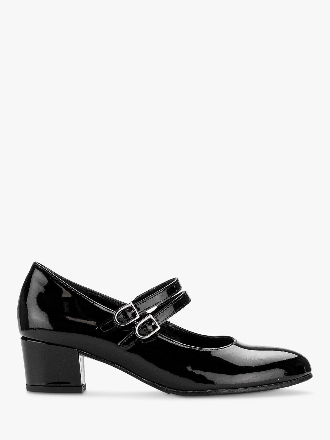 Gabor Belva Wide Fit Patent Leather Mary Jane Shoes Black