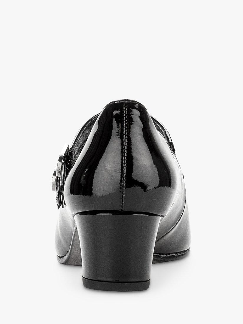 Product image 2 of 4, which shows Gabor Belva Wide Fit Patent Leather Mary Jane Shoes, Black, 6