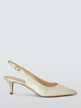 John Lewis Greece Leather Kitten Heel Slingback Court Shoes, Platino