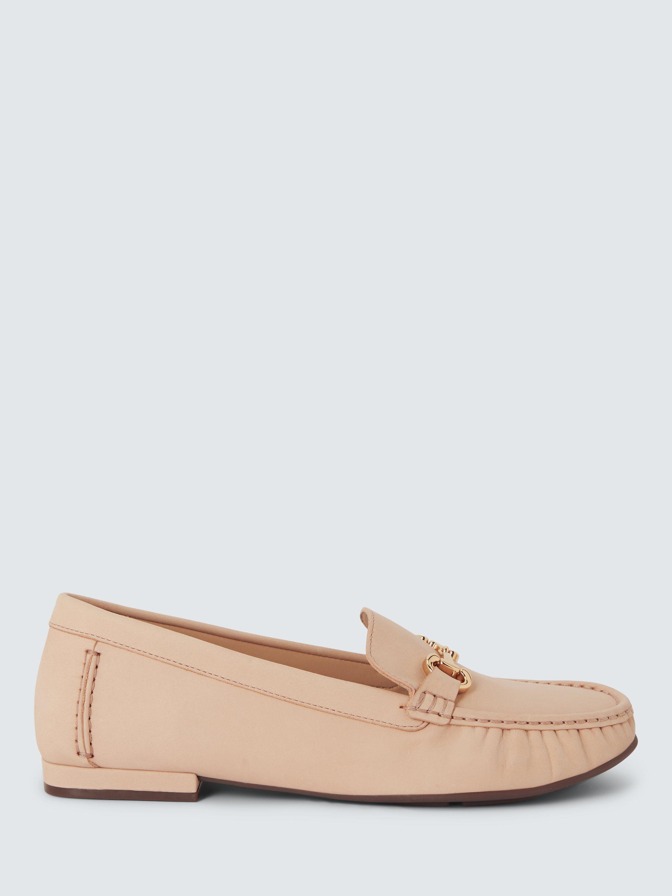 John Lewis Austin Wide Fit Leather Snaffle Trim Loafers, Bone