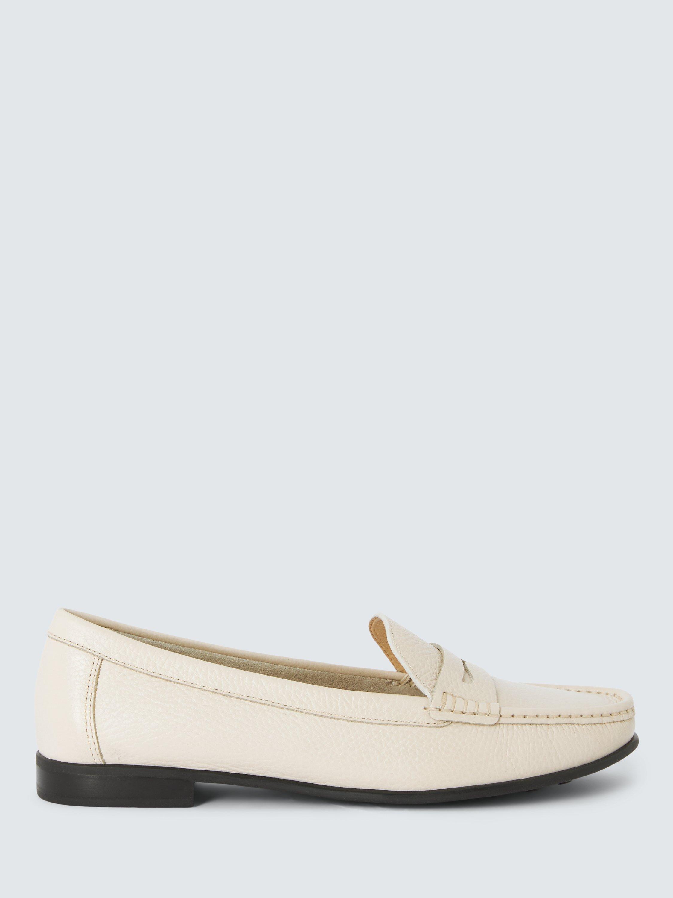 John Lewis Penn Leather Saddle Trim Loafers, White
