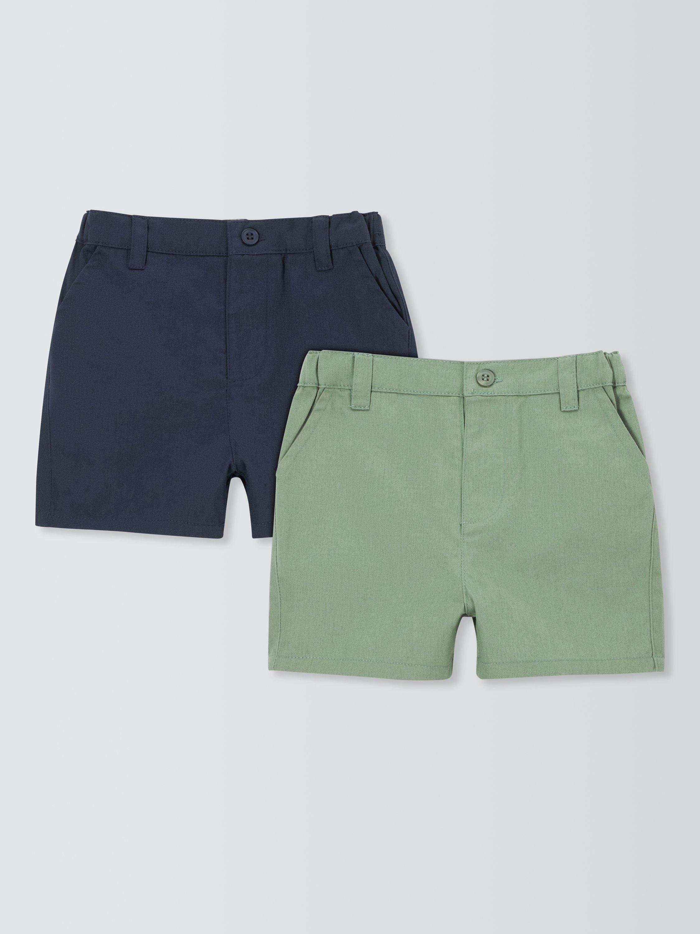 John Lewis Heirloom Collection Baby Chino Shorts, Pack of 2, Green/Navy, 3-4 years