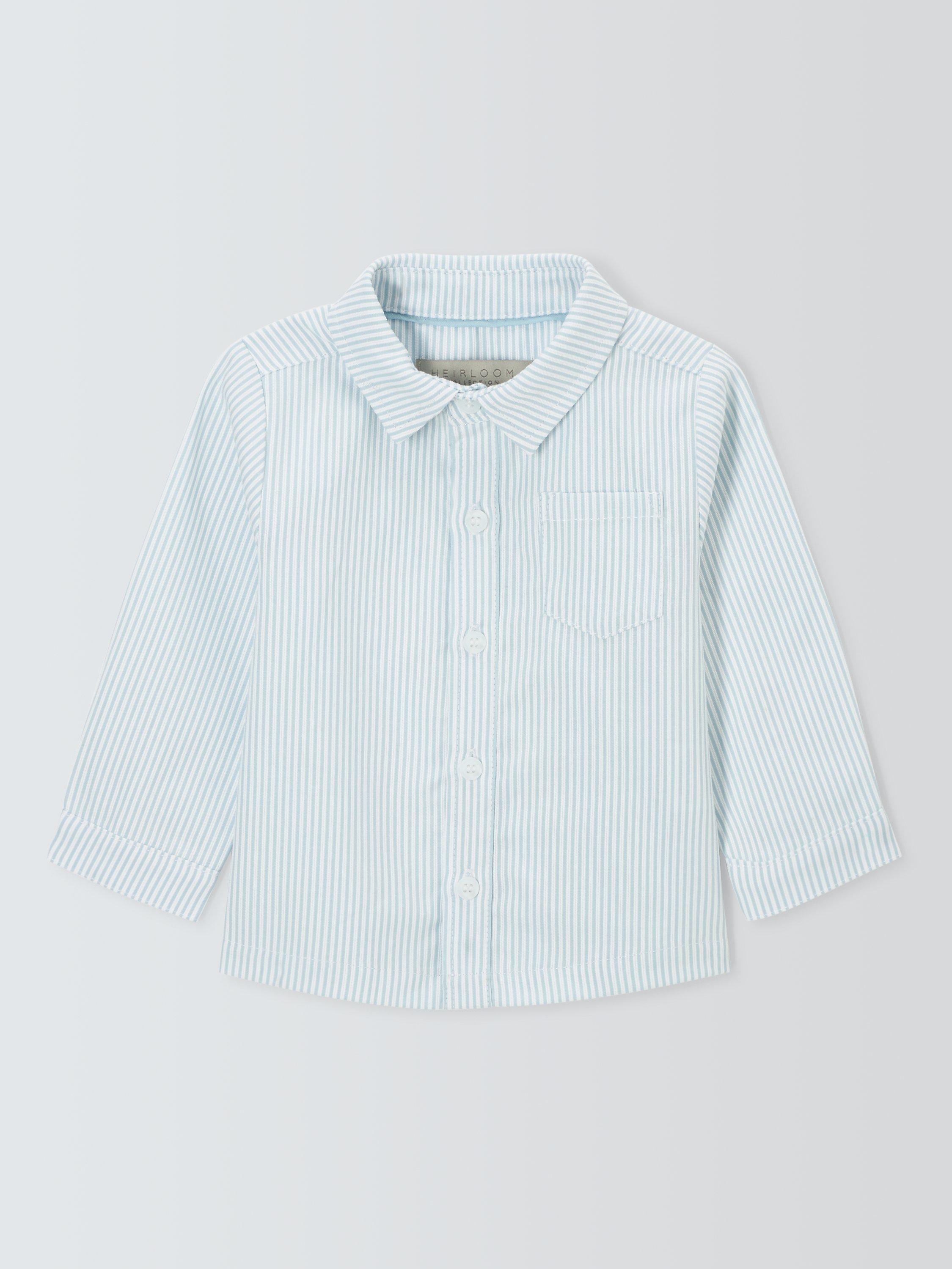 John Lewis Heirloom Collection Baby Stripe Shirt, Blue