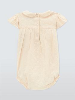 John Lewis Heirloom Collection Baby Cotton Textured Romper, Natural Sand - view 2, Natural Sand