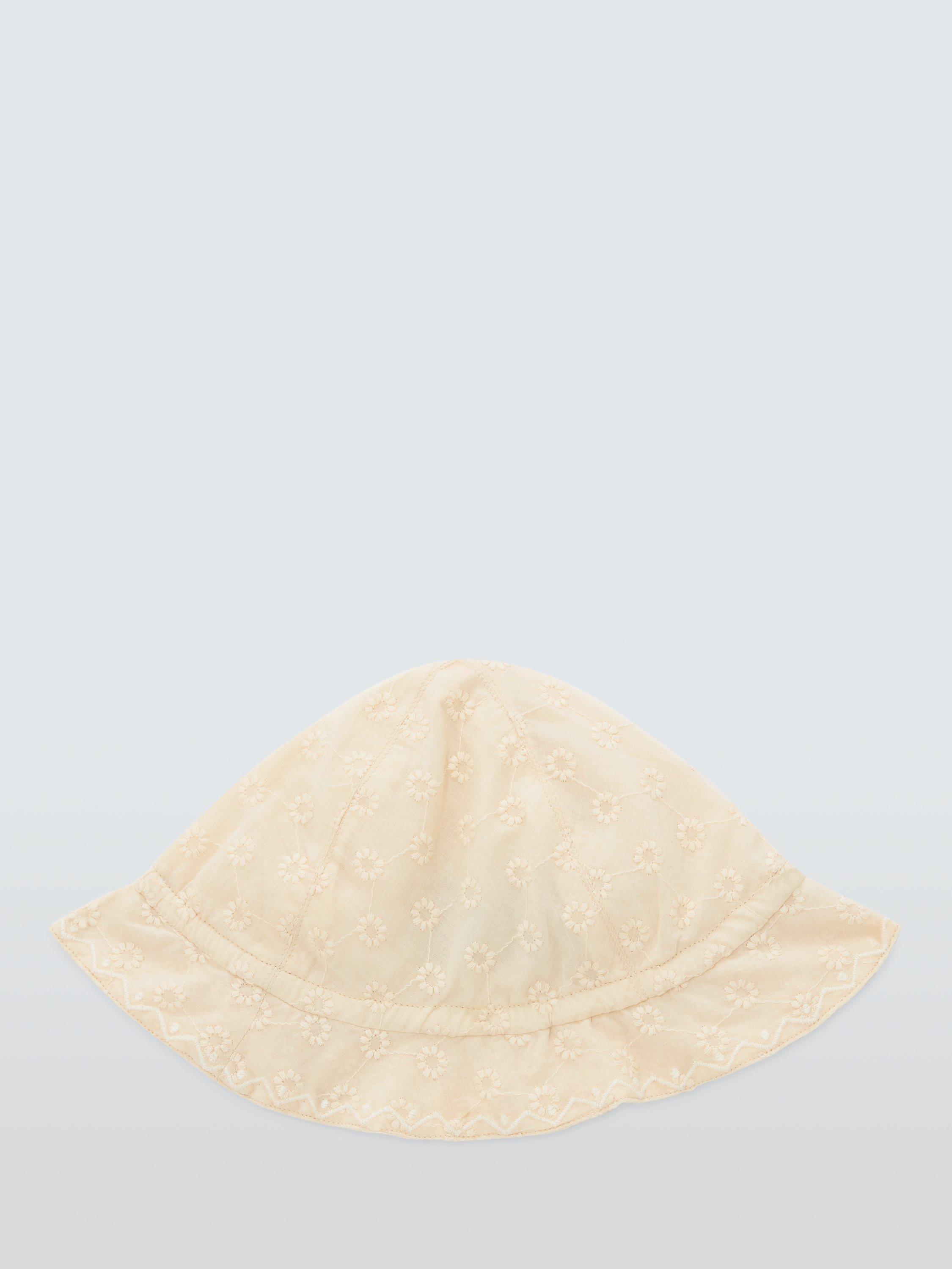 John Lewis Heirloom Collection Baby Cotton Broderie Sun Hat, Off White
