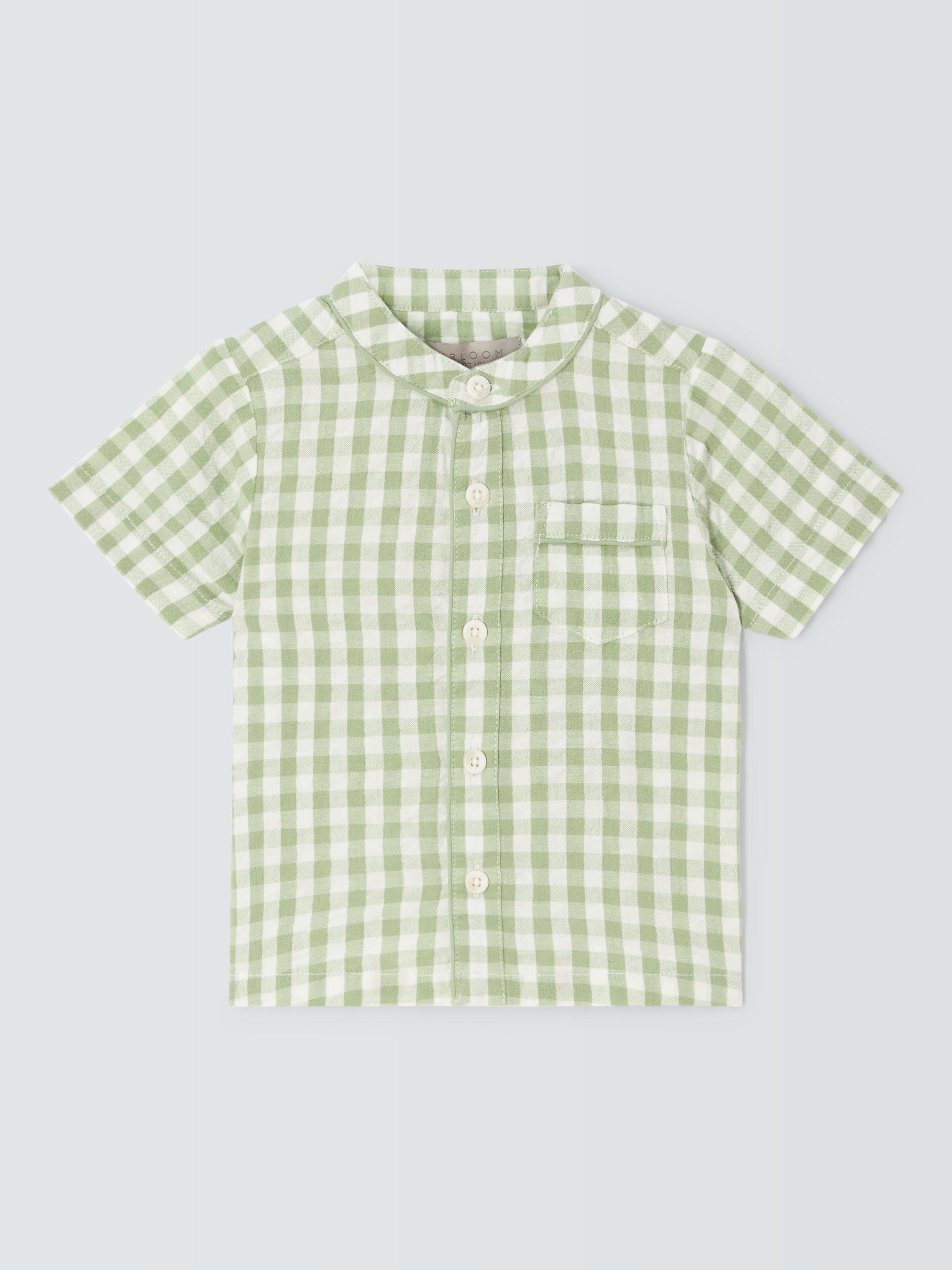 John Lewis Heirloom Collection Baby Cotton Gingham Shirt, Green