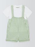 John Lewis Heirloom Collection Baby T-Shirt and Gingham Short Dungarees Set