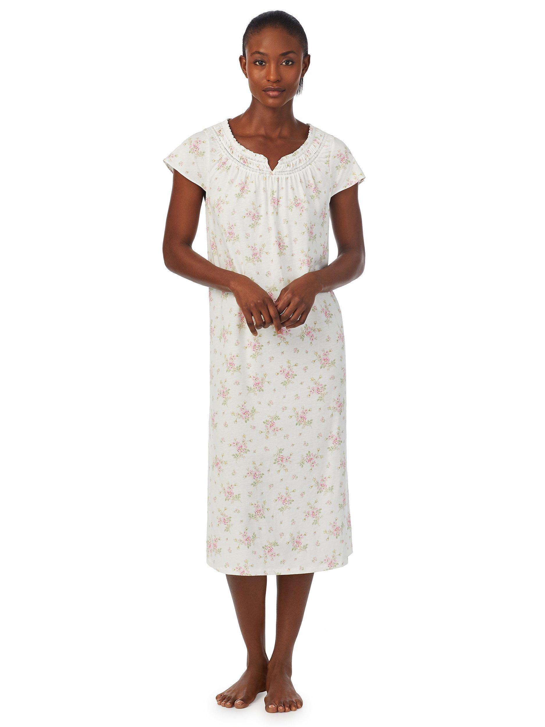 Lauren Ralph Lauren Floral Midi Cotton Blend Nightdress, Multi