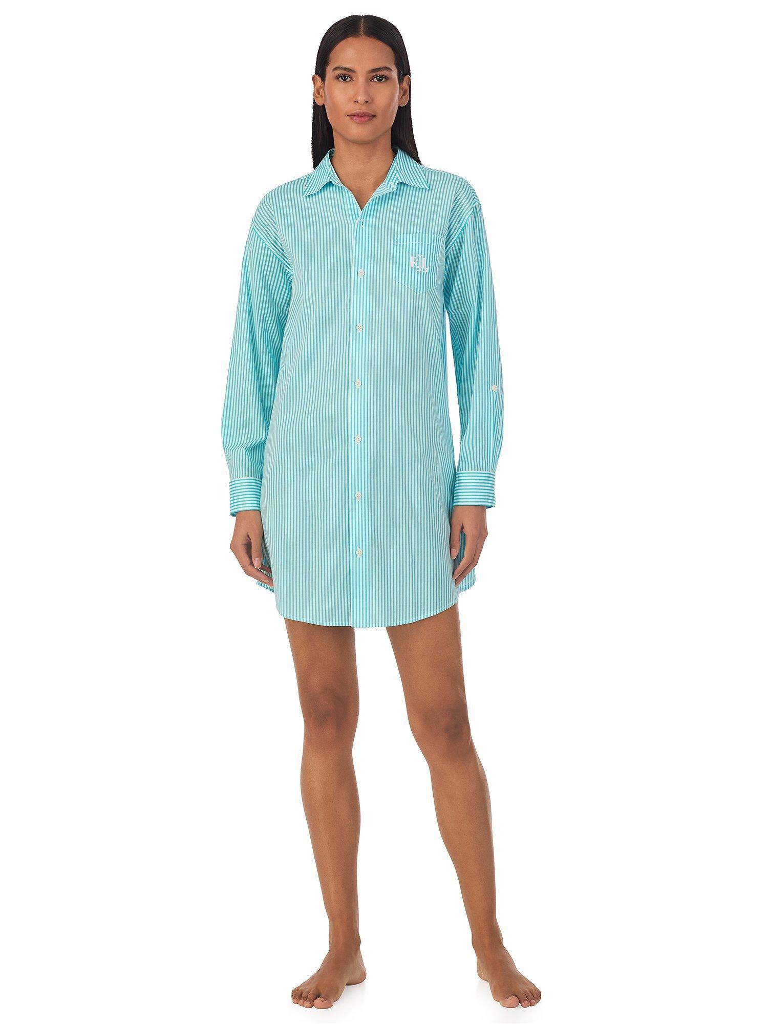 Lauren Ralph Lauren Striped Nightshirt, Turquoise/White