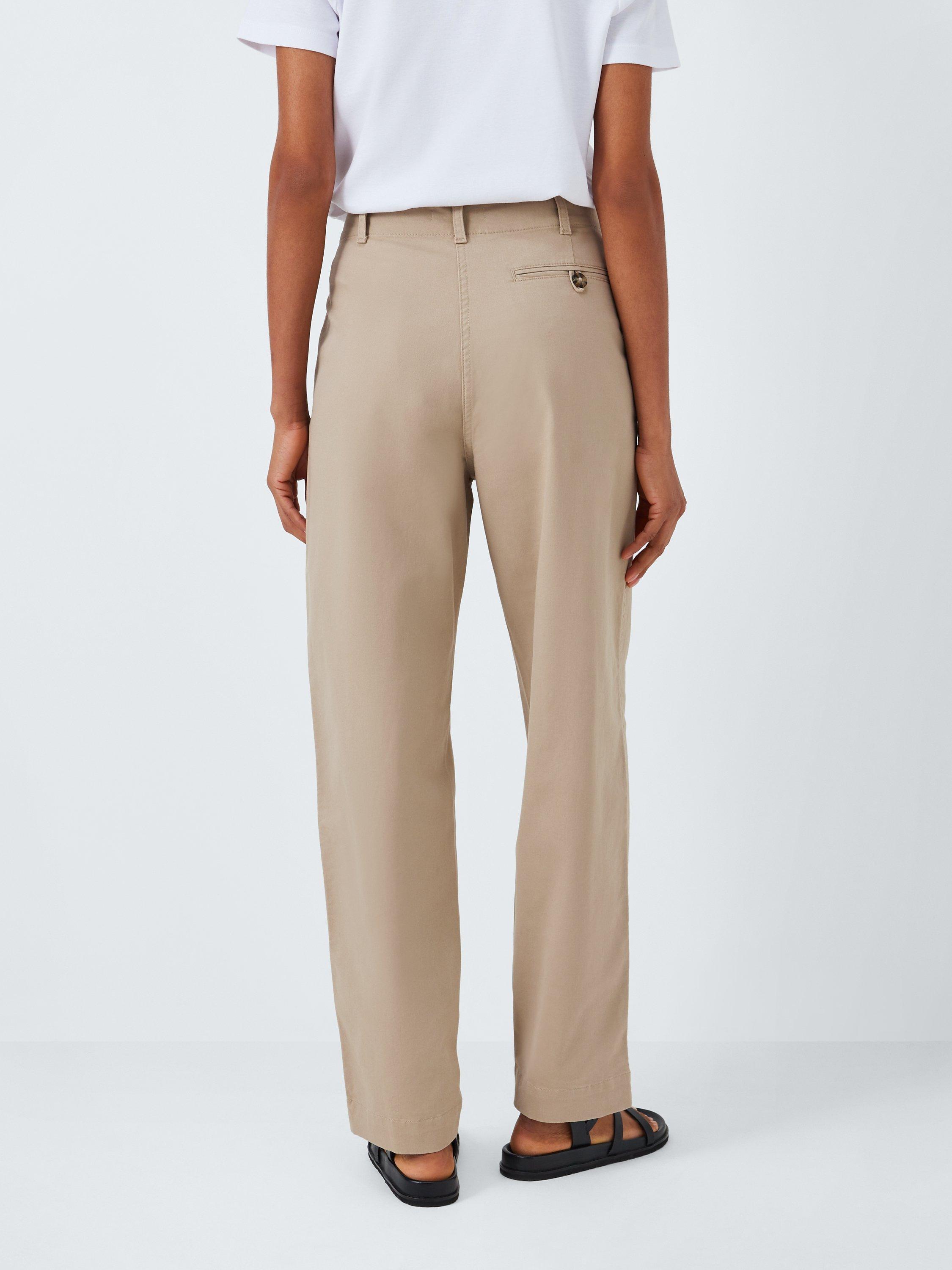 John Lewis Tapered Cotton Blend Chino Trousers, Natural, 12