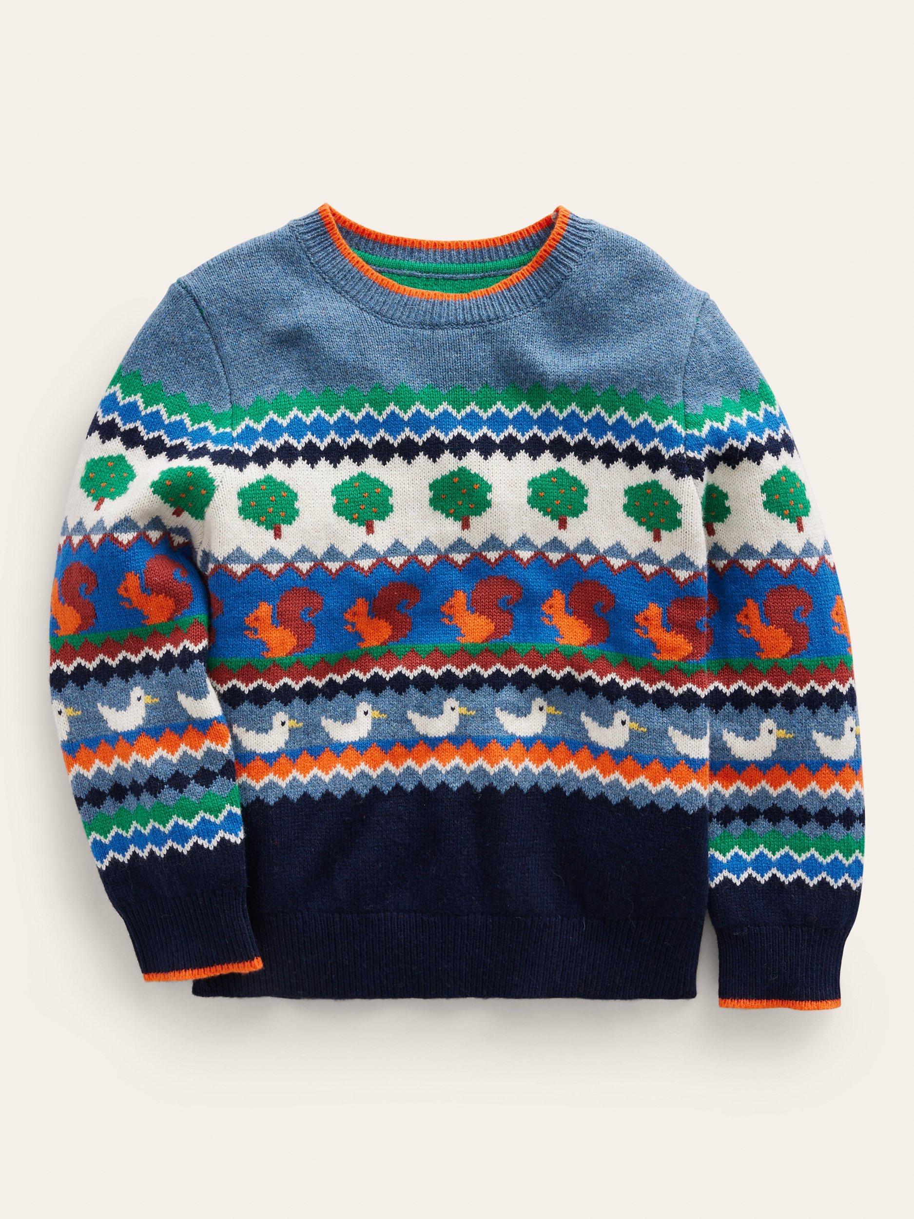 Mini Boden Kids' Nature Fair Isle Jumper, Multi