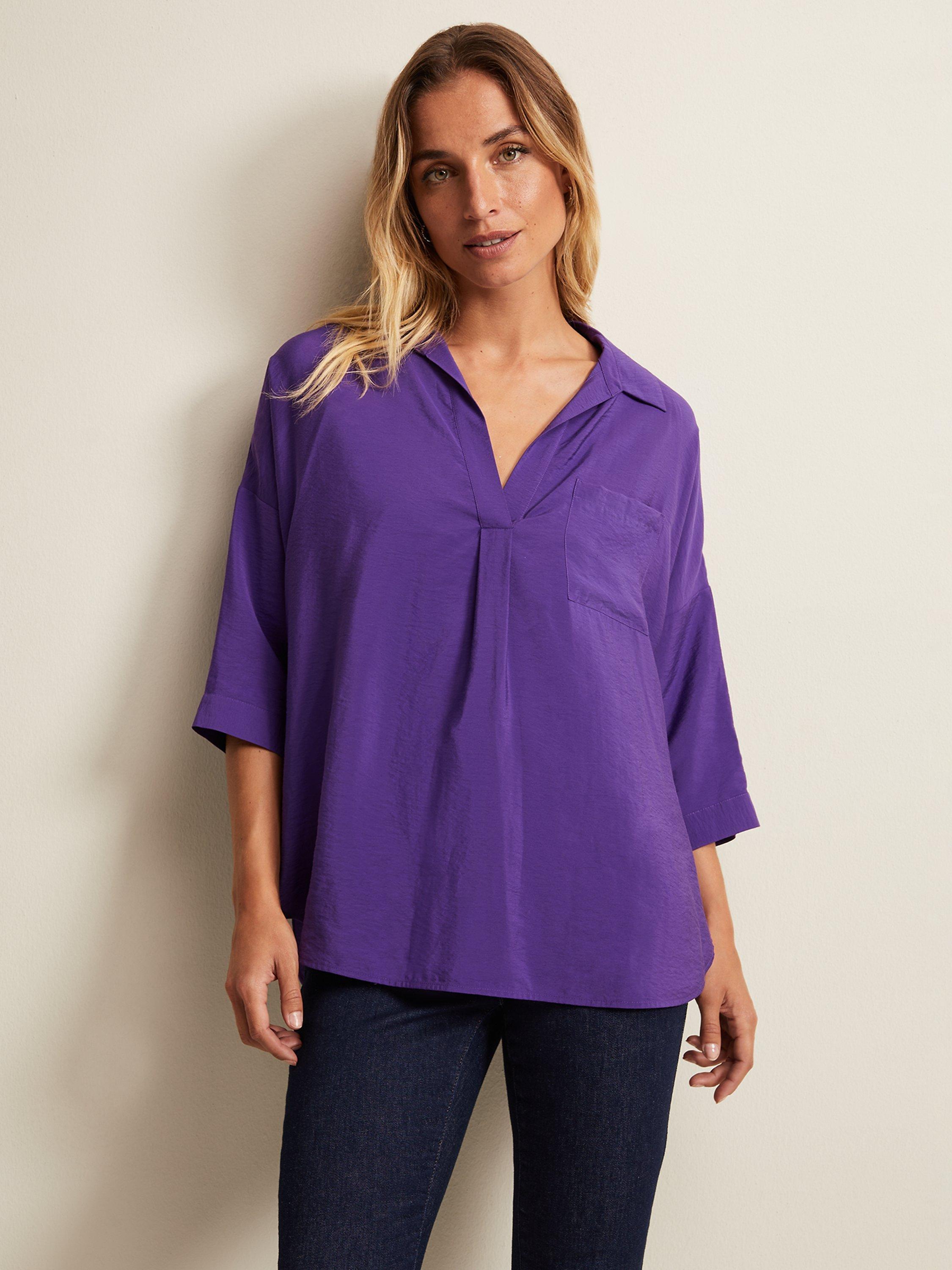 Phase Eight Cynthia Longline Top, Purple, 8