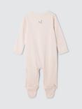 John Lewis Heirloom Collection Baby Floral Embroidered Pima Cotton Sleepsuit, Pink