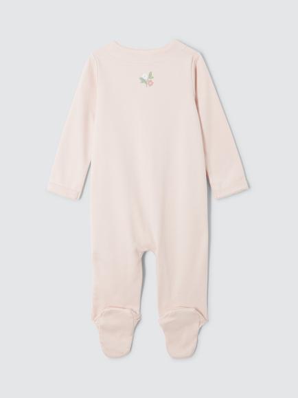 John Lewis Heirloom Collection Baby Floral Embroidered Pima Cotton Sleepsuit, Pink - view 2, Pink