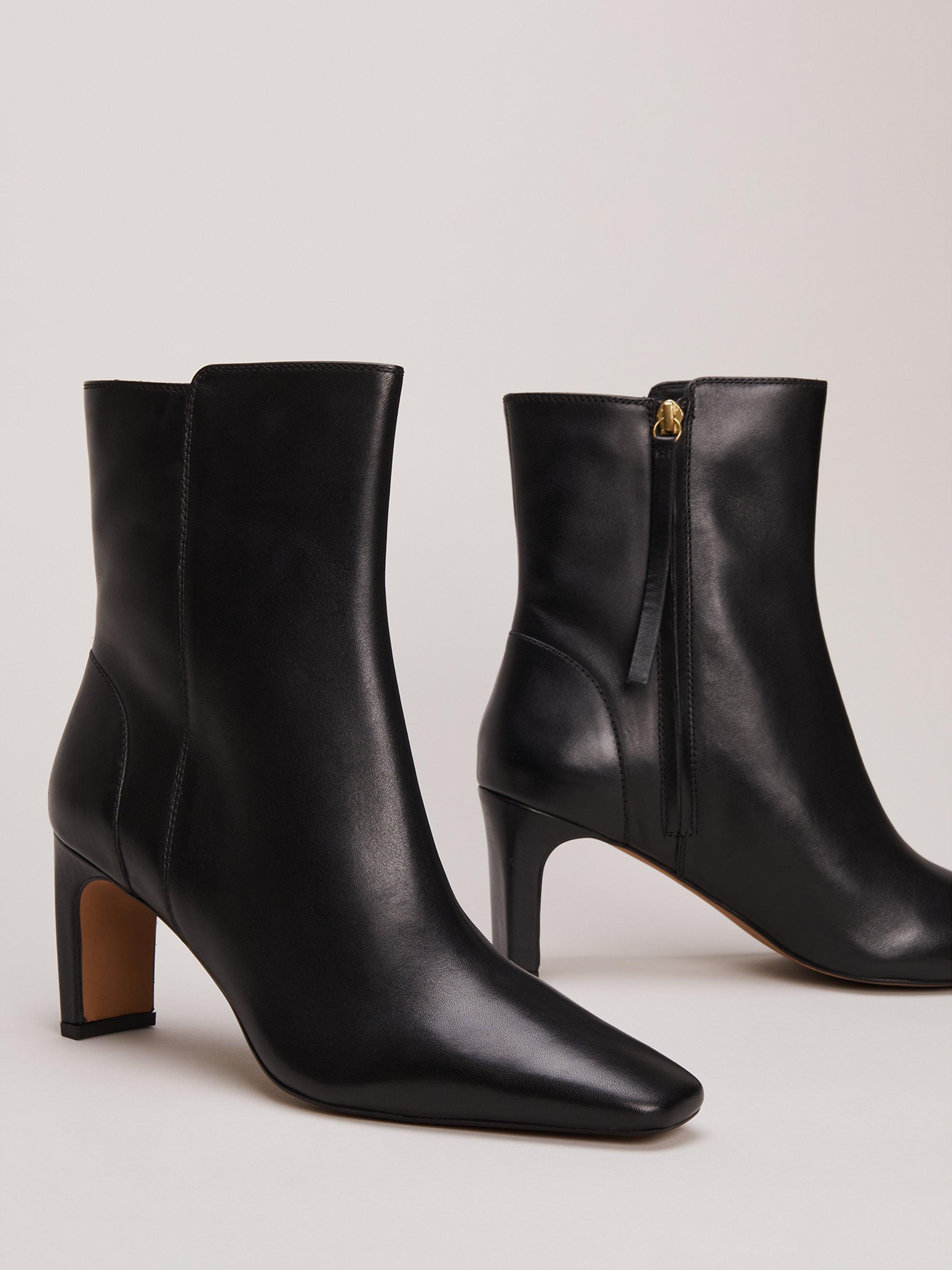 Product image 4 of 8, which shows Phase Eight Slim Block Heel Leather Ankle Boots, Black, EU41