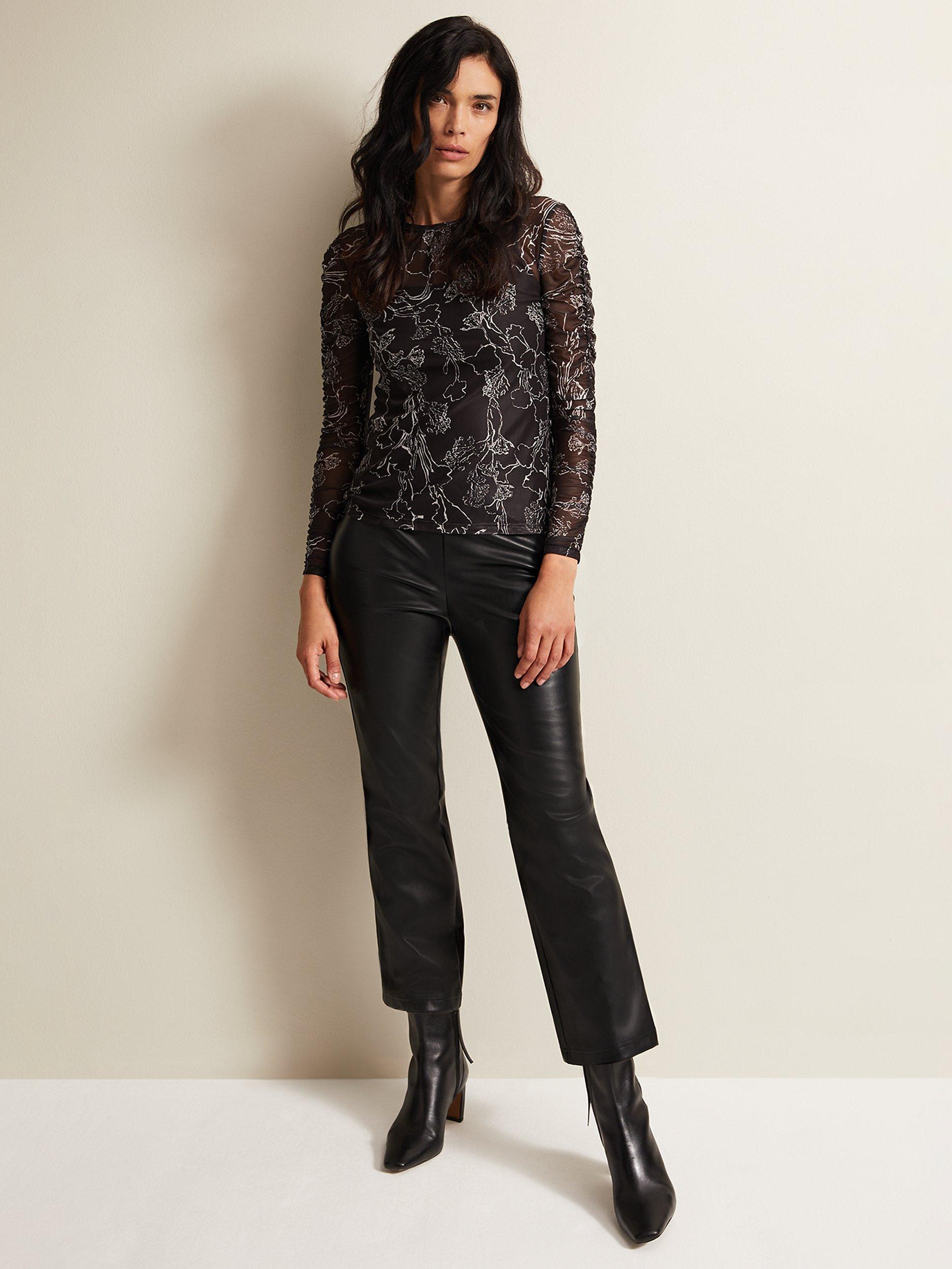 Product image 5 of 8, which shows Phase Eight Slim Block Heel Leather Ankle Boots, Black, EU41