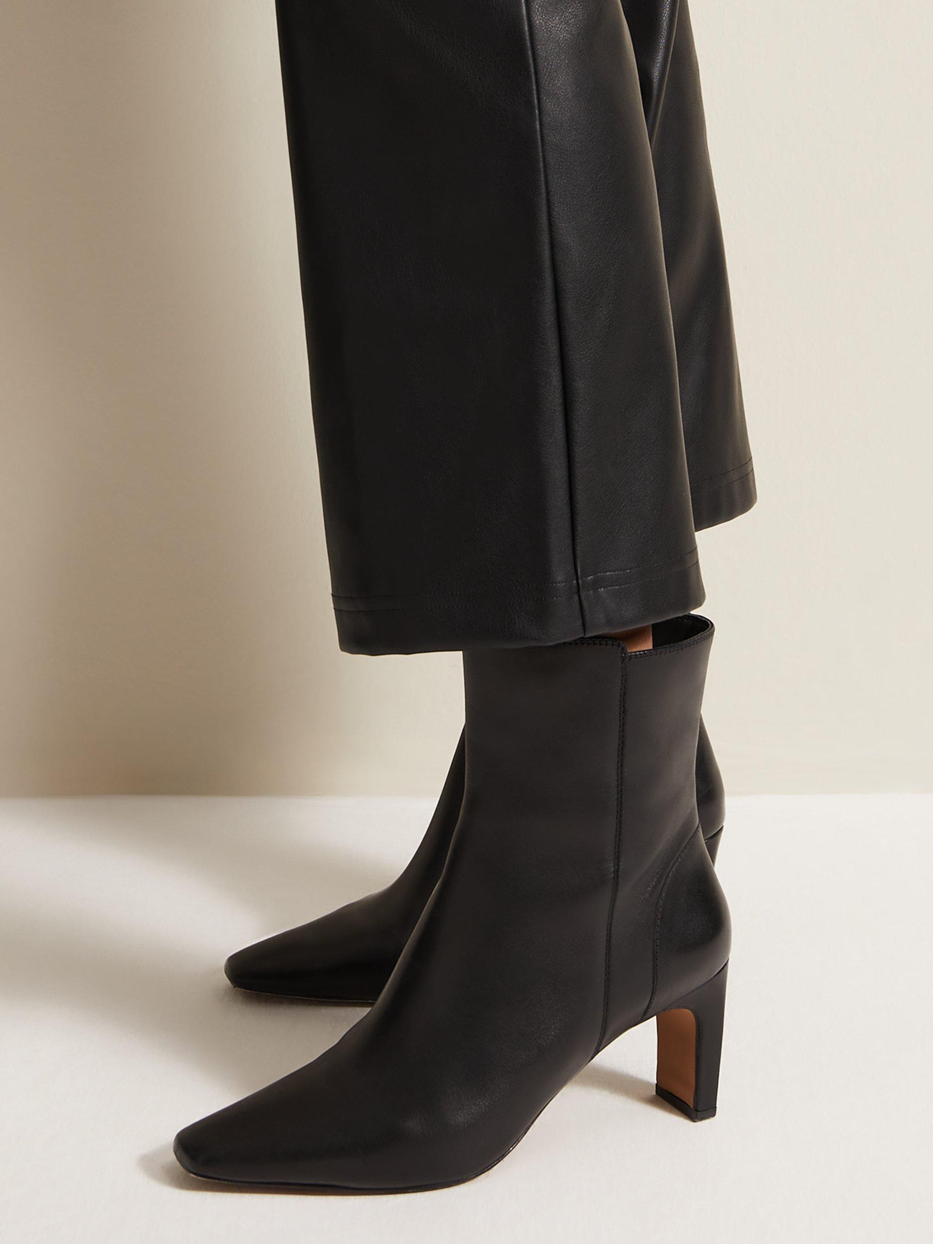 Product image 7 of 8, which shows Phase Eight Slim Block Heel Leather Ankle Boots, Black, EU41