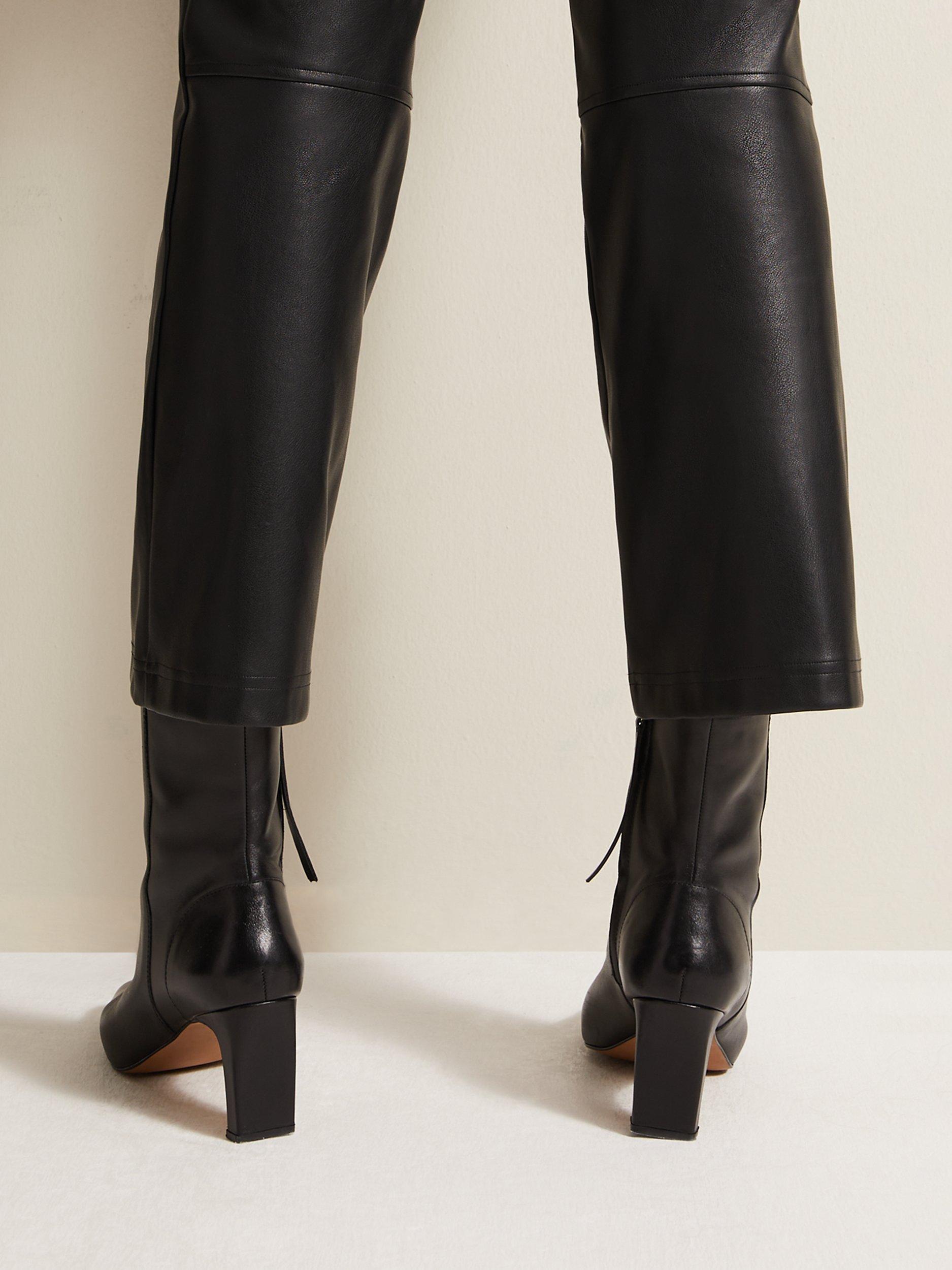 Product image 8 of 8, which shows Phase Eight Slim Block Heel Leather Ankle Boots, Black, EU41