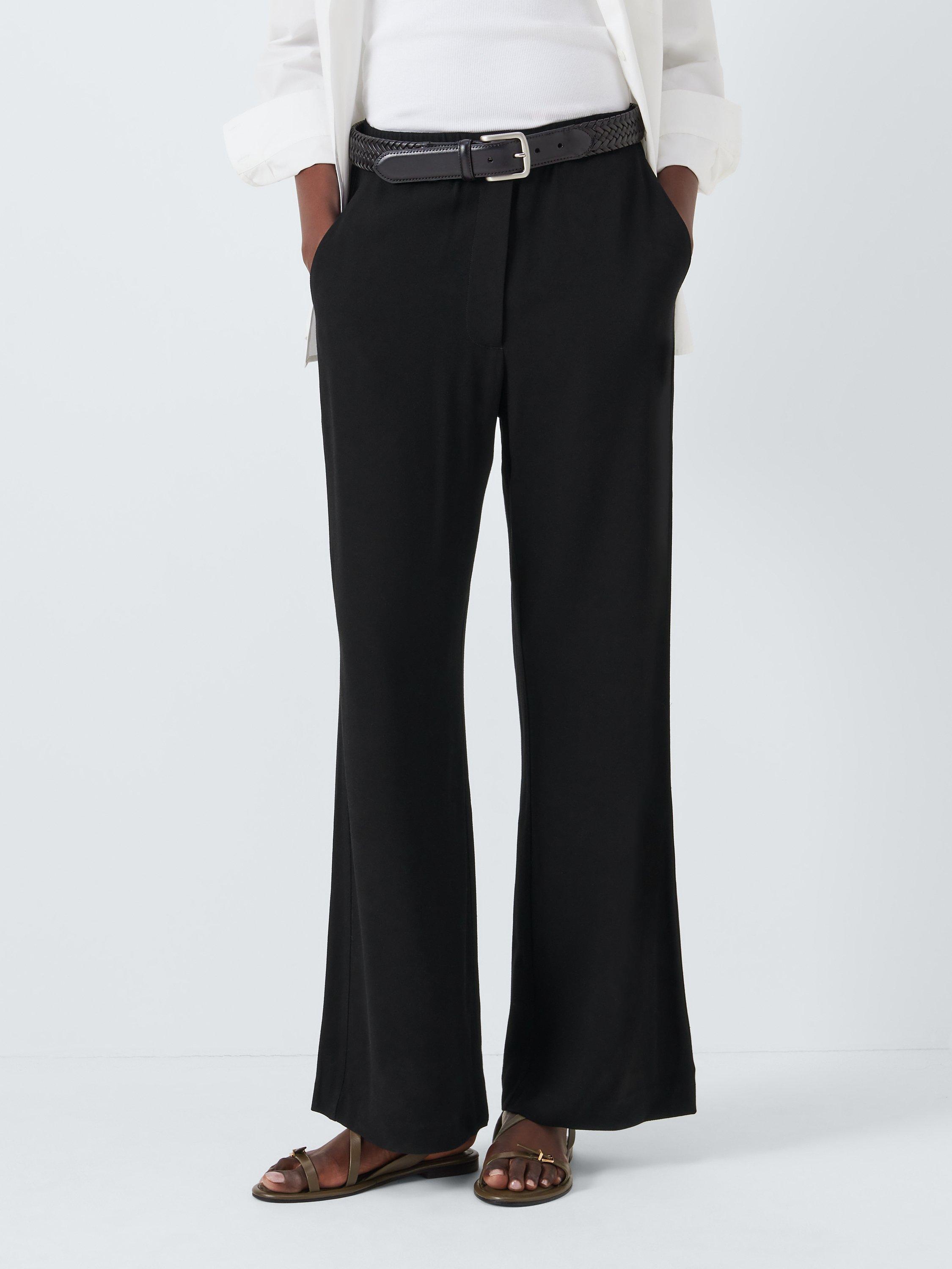 John Lewis Viscose Crepe Wide Leg Trousers Black