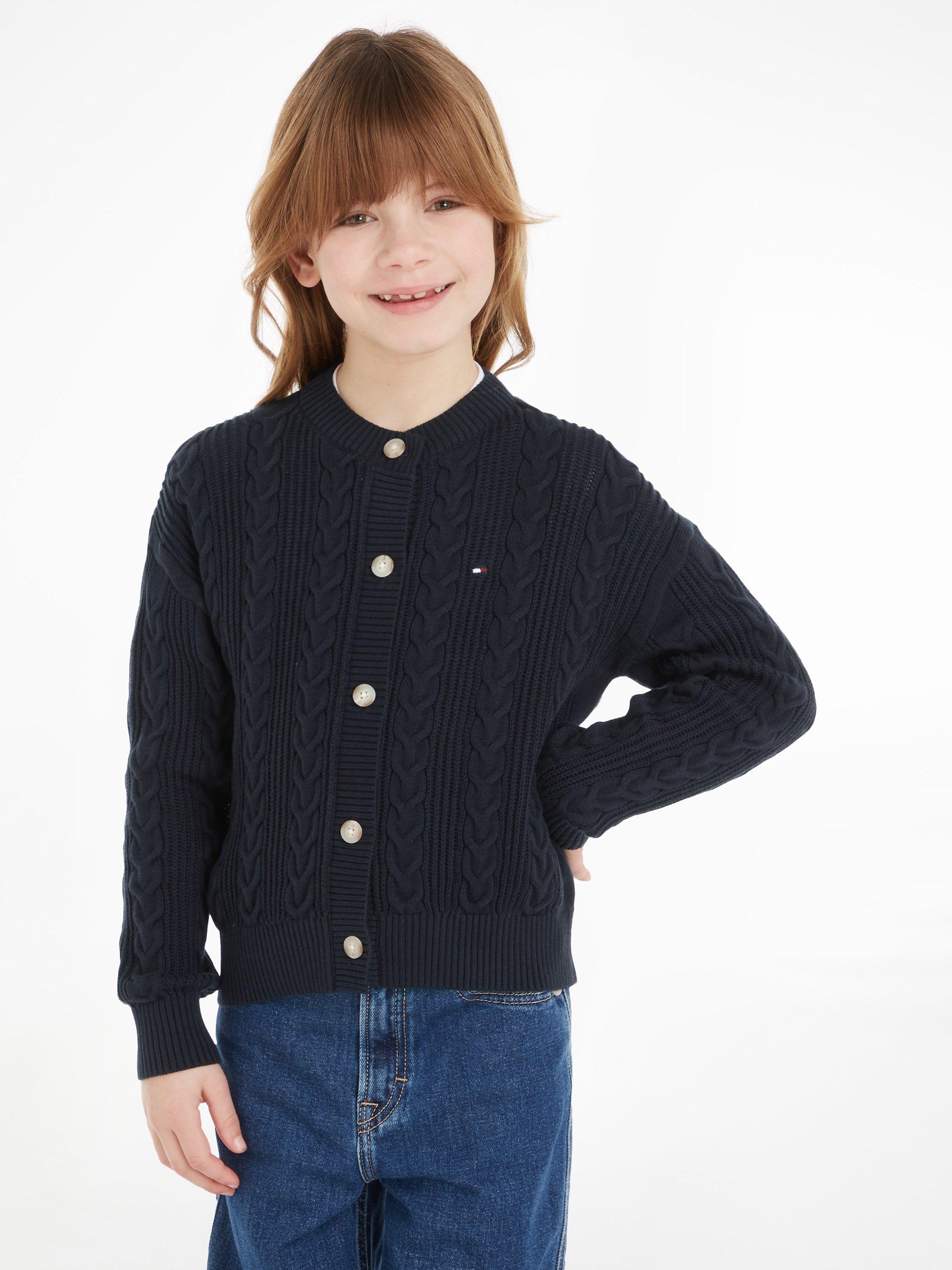 Tommy Hilfiger Kids' Cable Knitted Cardigan, Desert Sky