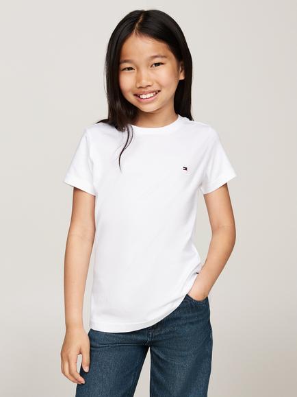 Tommy Hilfiger Kids' Cotton Short Sleeve T-Shirt, Pack of 2, White/Light Pink