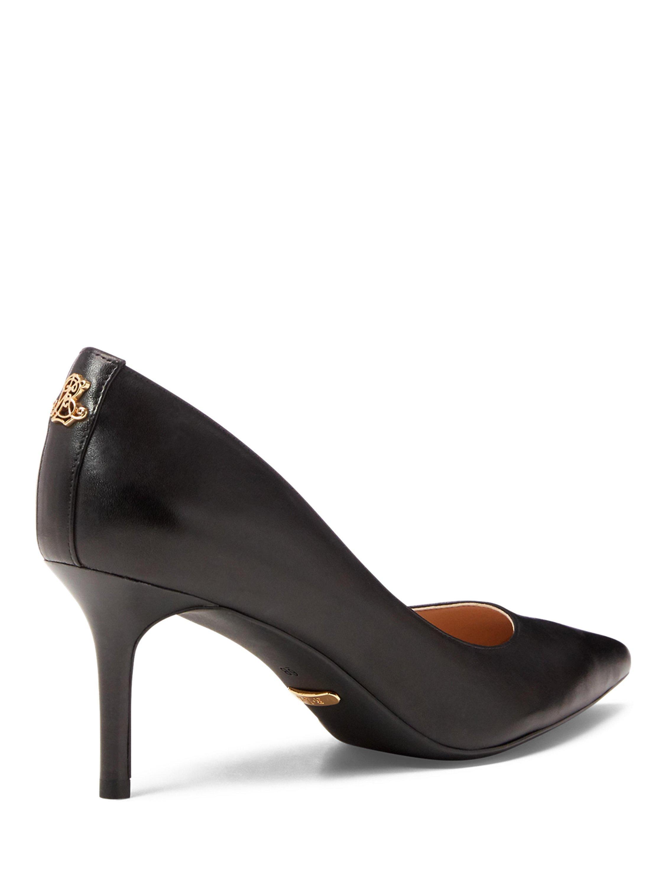Product image 3 of 4, which shows Lauren Ralph Lauren Lanette Leather Pointed Toe Stiletto Court Shoes, Black, 6