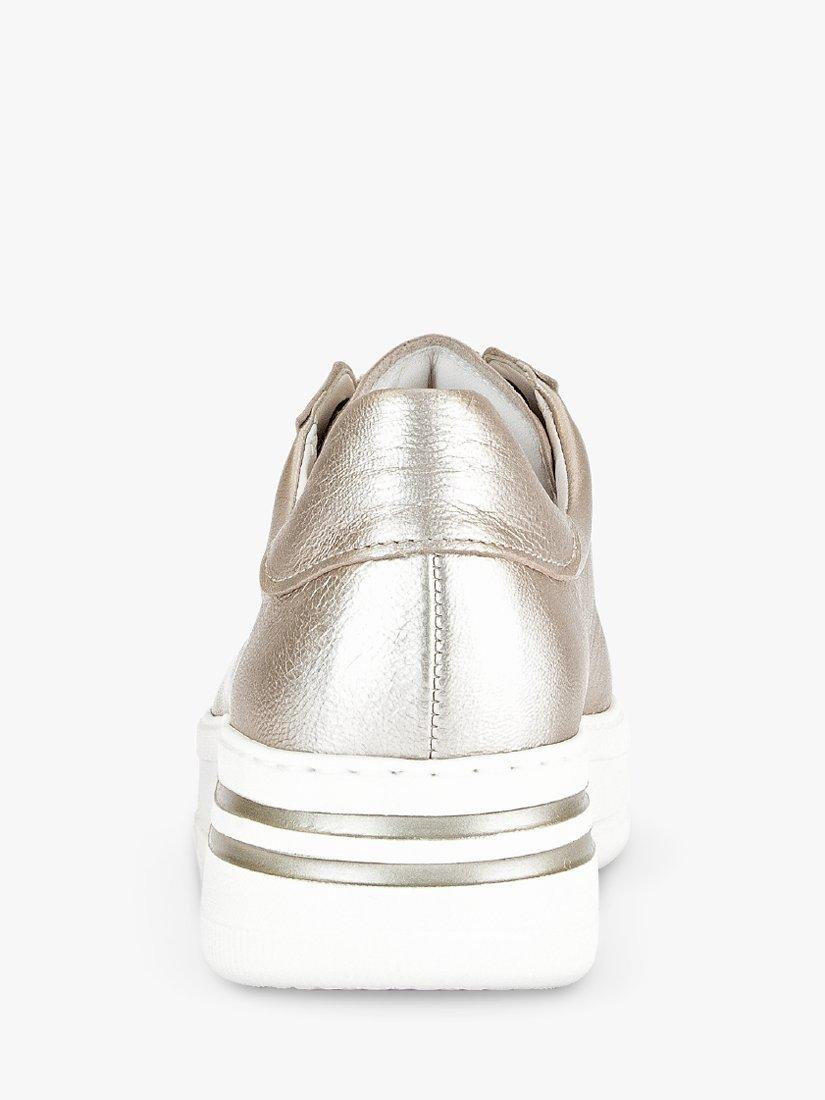 Product image 2 of 5, which shows Gabor Wide Fit Keystone Stripe Detail Flatform Trainers, Gold, 5