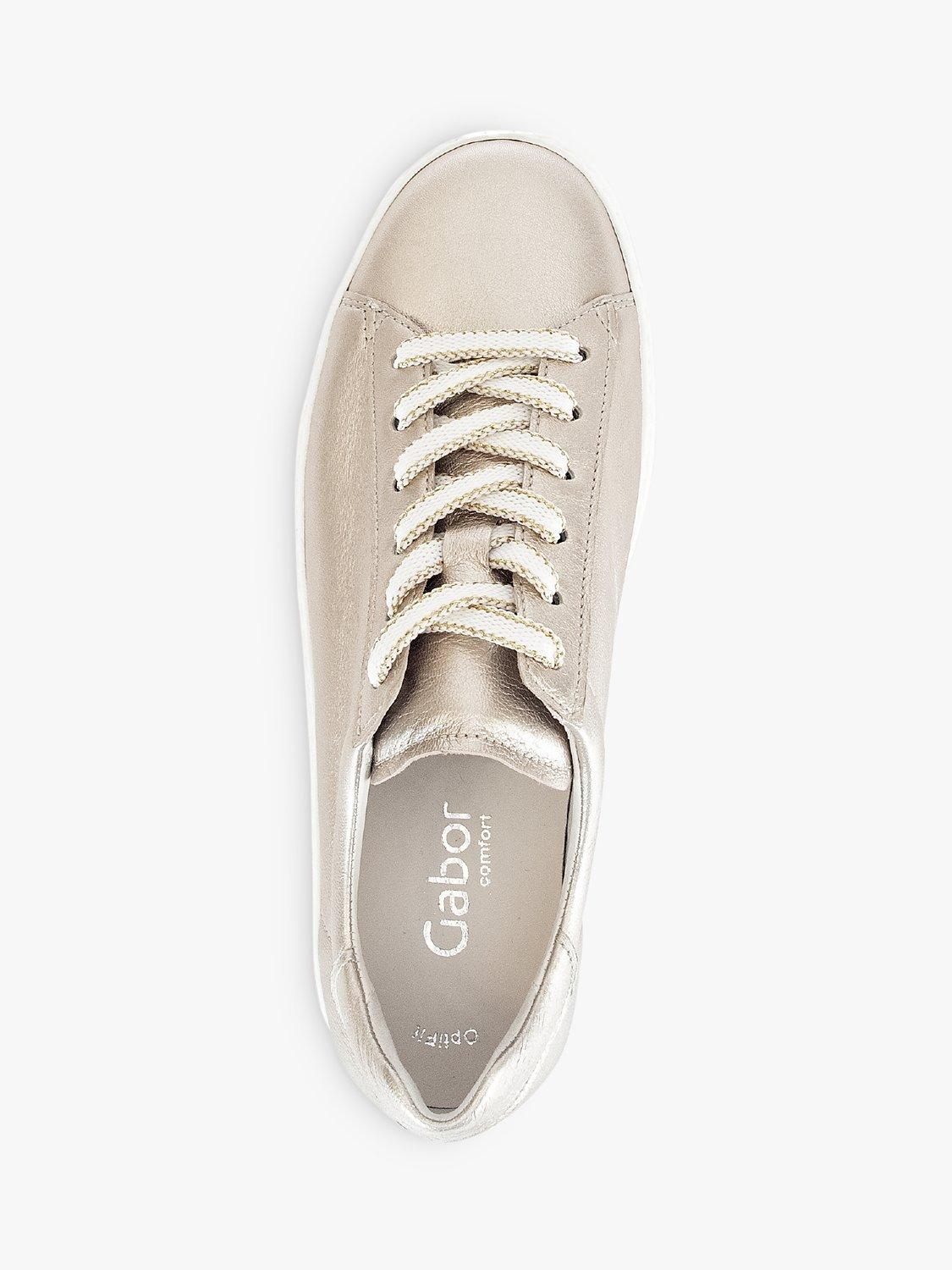 Product image 3 of 5, which shows Gabor Wide Fit Keystone Stripe Detail Flatform Trainers, Gold, 5